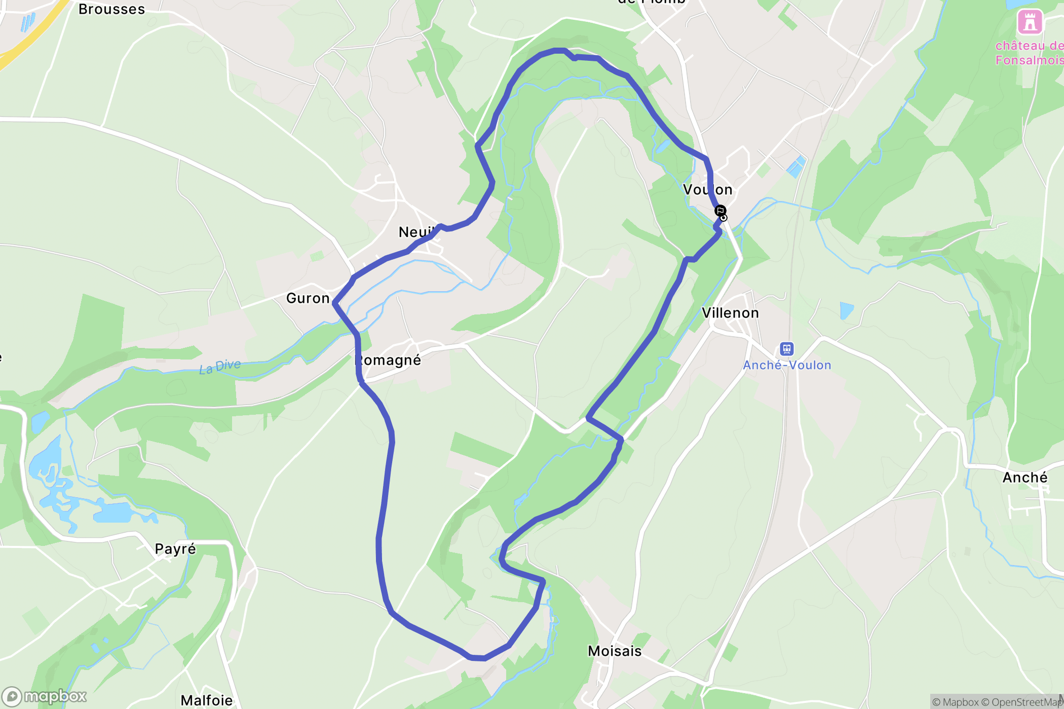 Voulon : carte du parcours de randonnée - France
