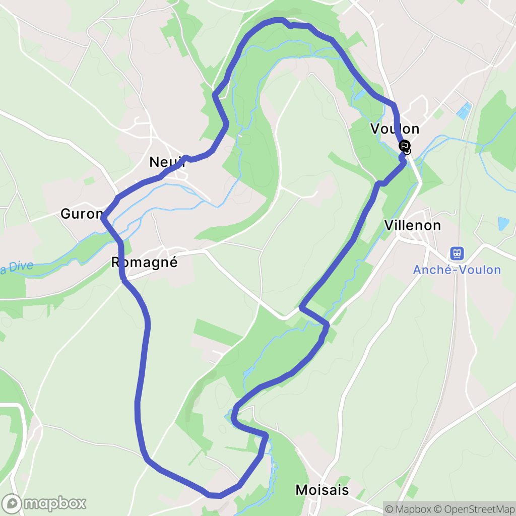 Voulon : carte du parcours de randonnée - France