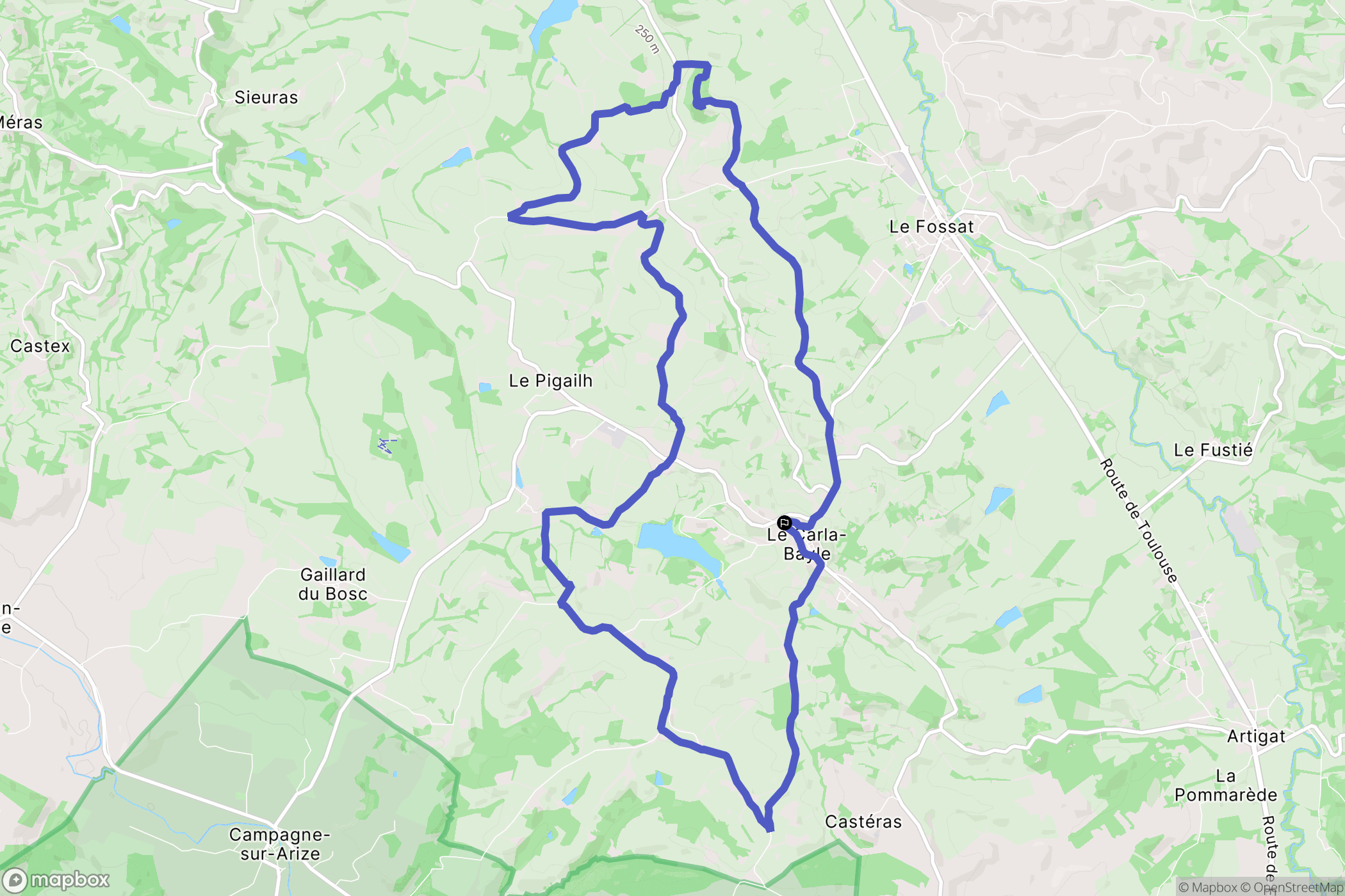 Carla-Bayle : carte du parcours de randonnée - France