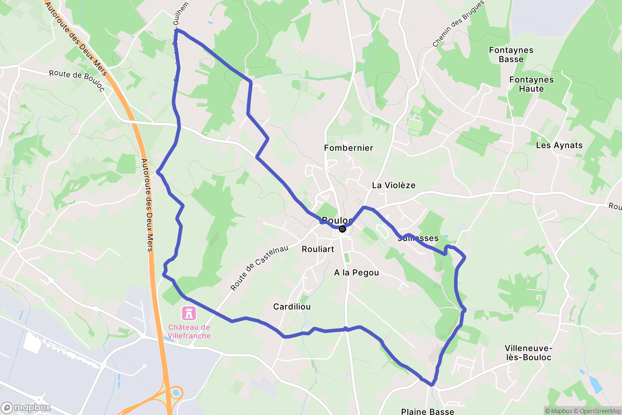 Bouloc : carte du parcours de randonnée - France