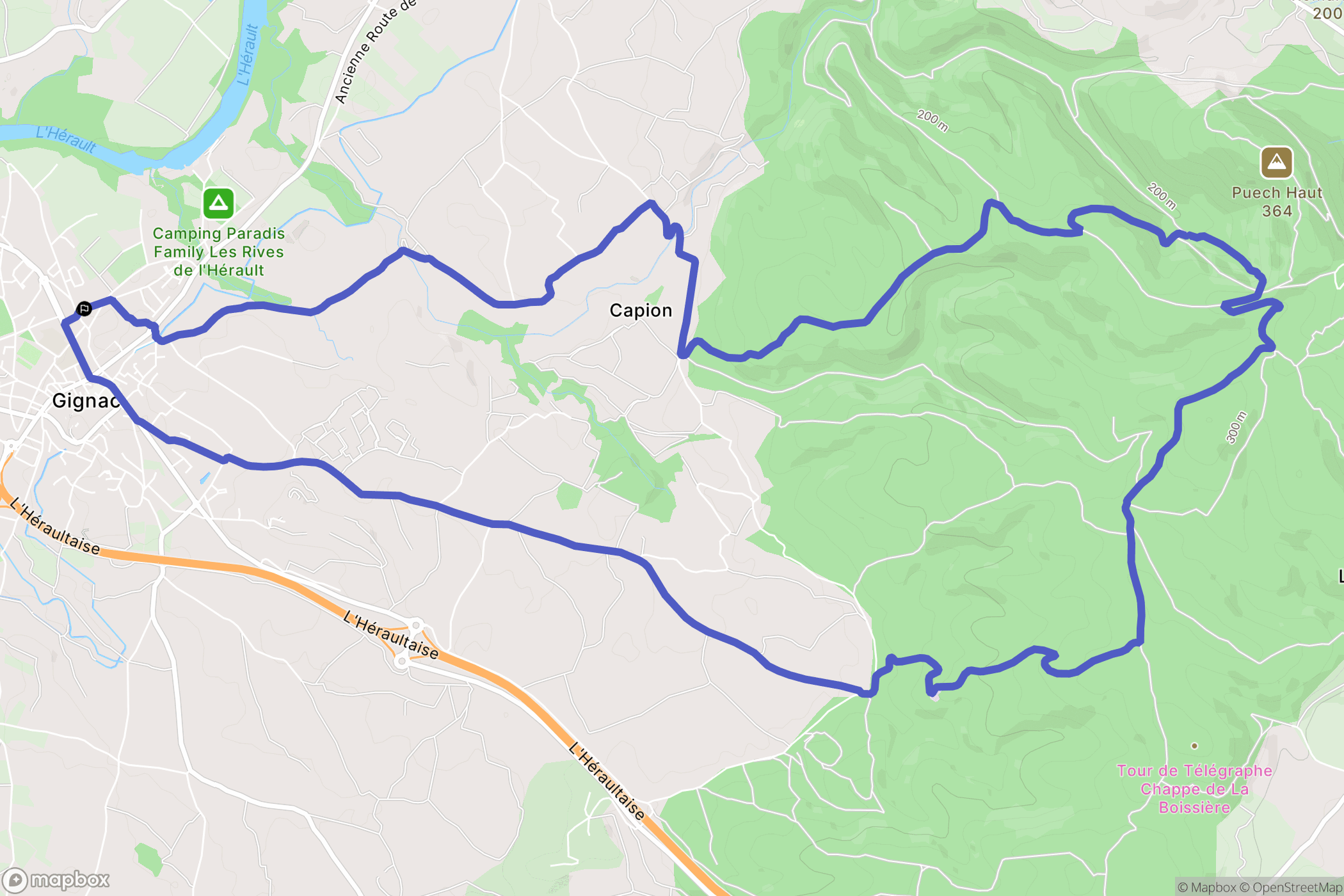 Gignac : carte du parcours de randonnée - France