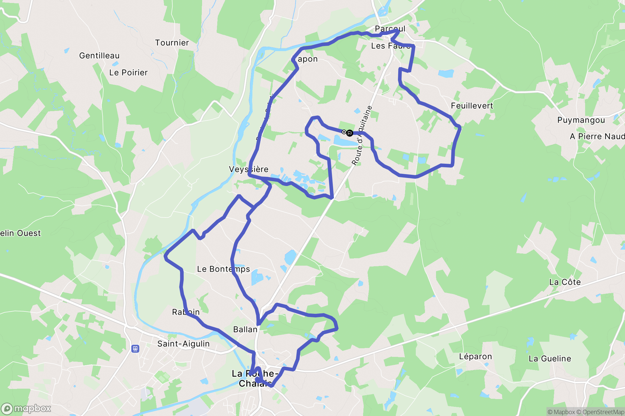 Parcoul-Chenaud : carte du parcours de randonnée - France