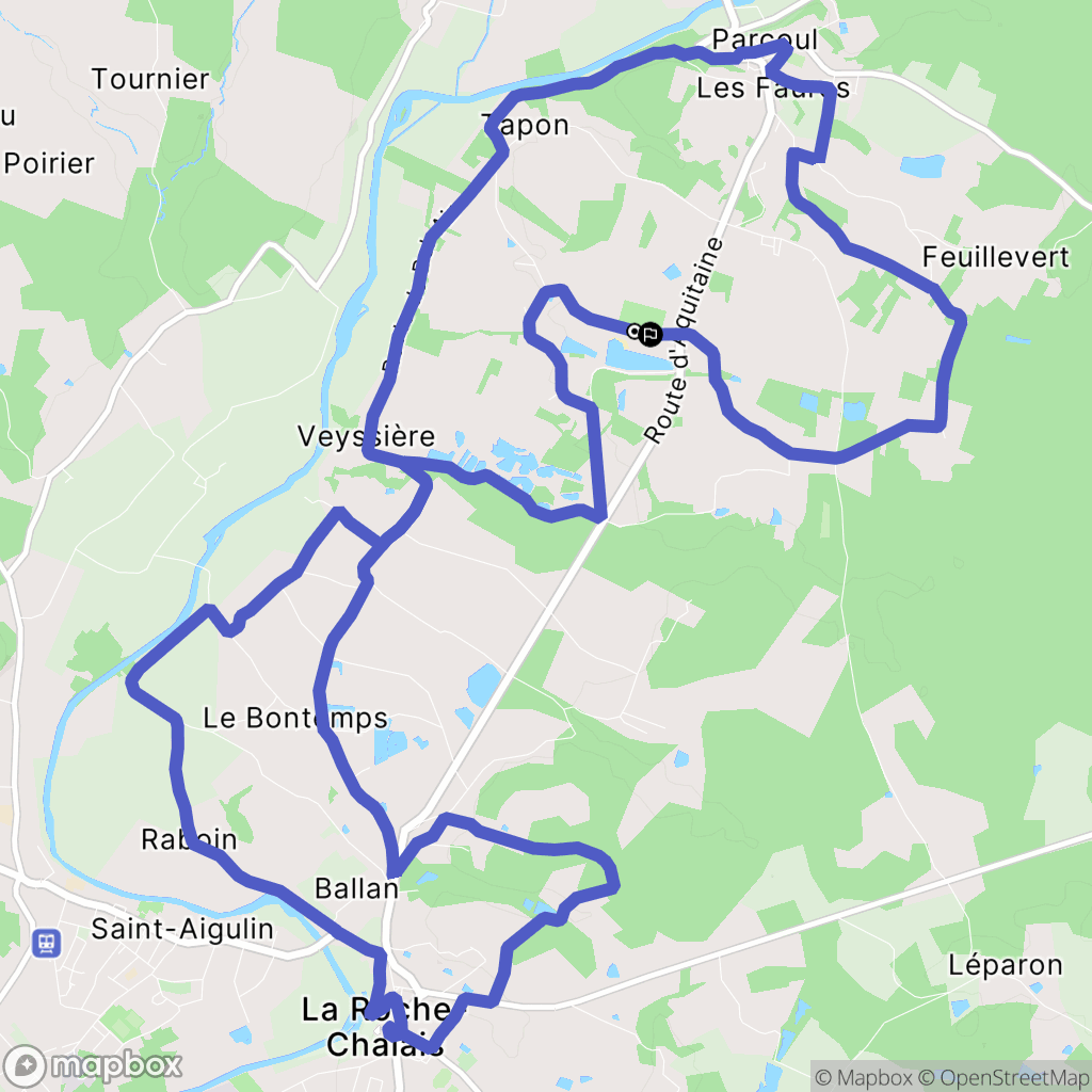 Parcoul-Chenaud : carte du parcours de randonnée - France