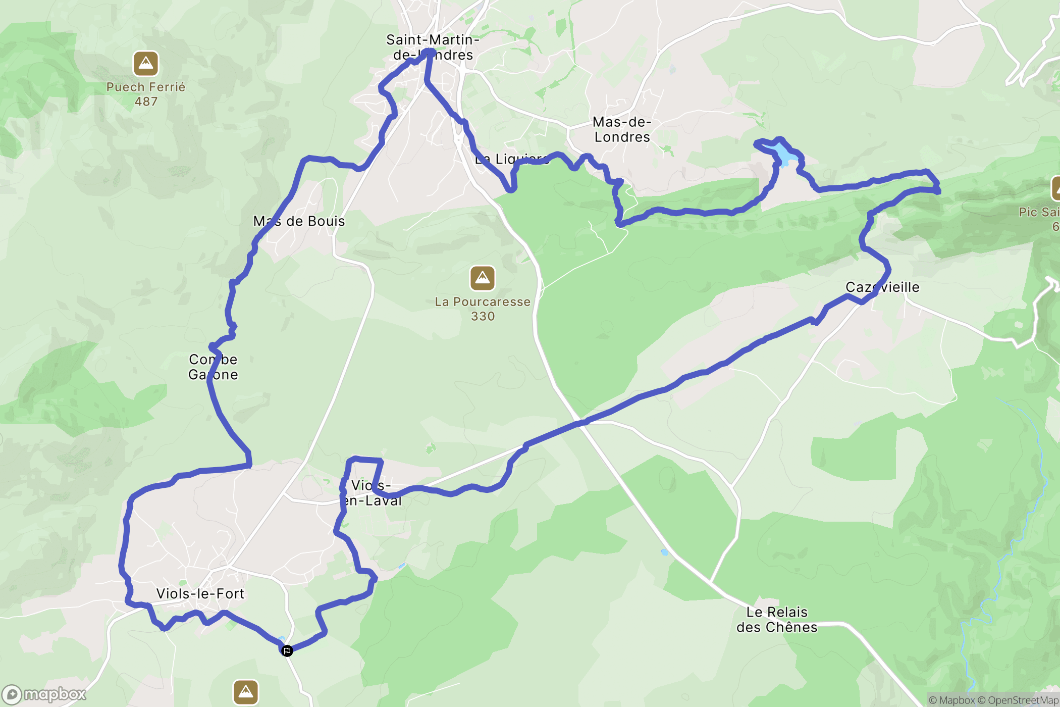 Viols-le-Fort : carte du parcours de randonnée - France