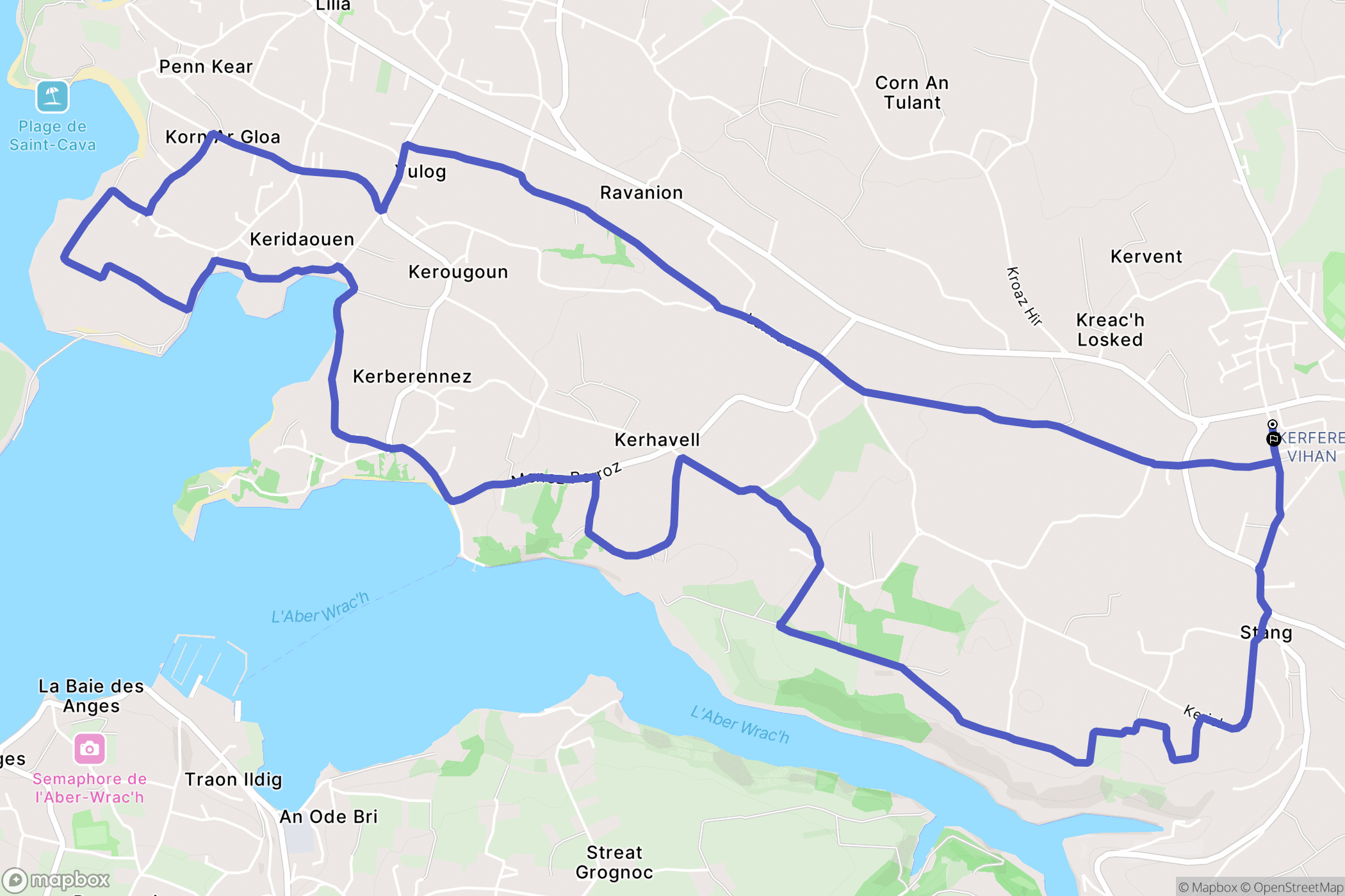 Plouguerneau : carte du parcours de randonnée - France