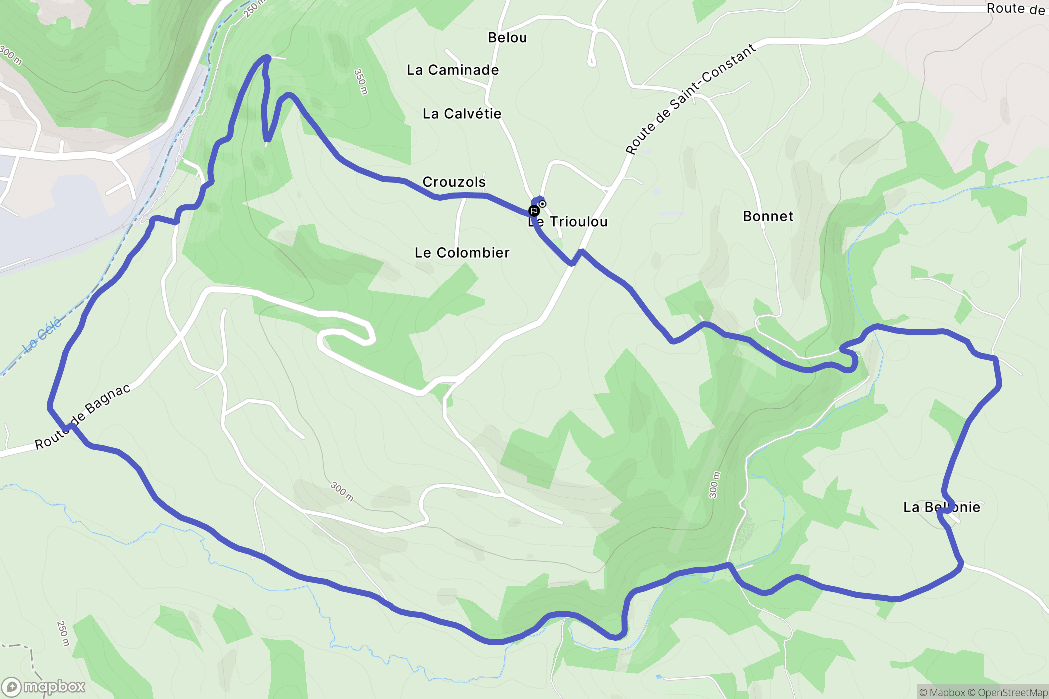 Le Trioulou : carte du parcours de randonnée - France