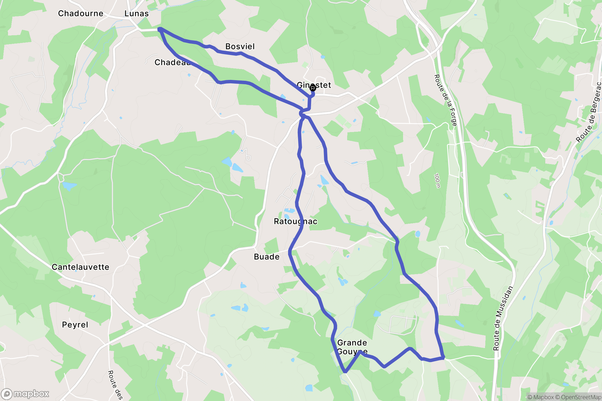 Ginestet : carte du parcours de randonnée - France