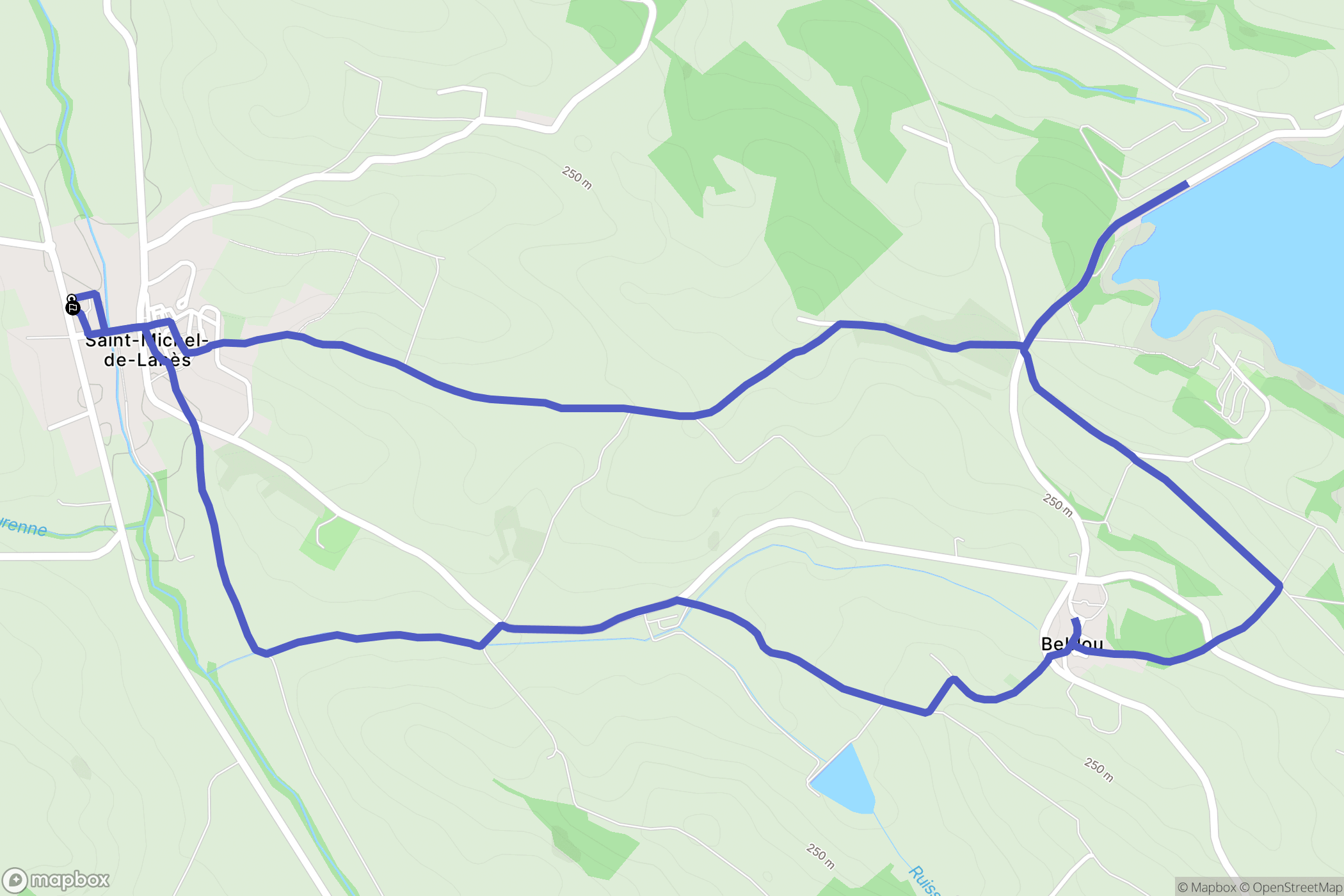 Saint-Michel-de-Lanès : carte du parcours de randonnée - France