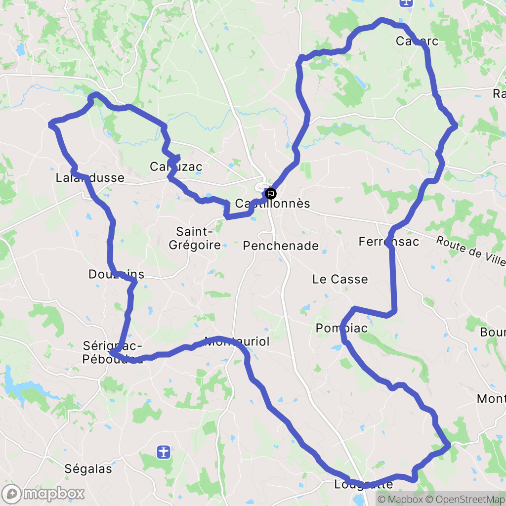 Castillonnès : carte du parcours de randonnée - France