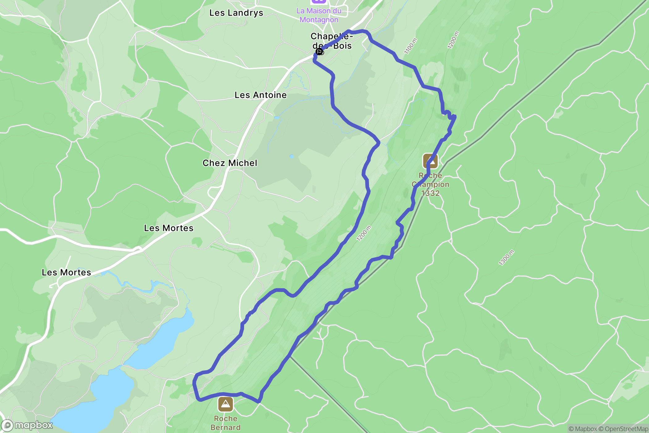 Chapelle-des-Bois : carte du parcours de randonnée - France