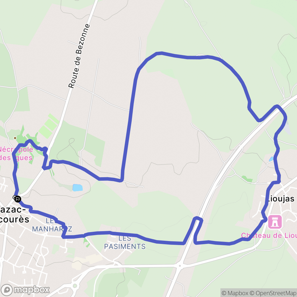 Sébazac-Concourès : carte du parcours de randonnée - France