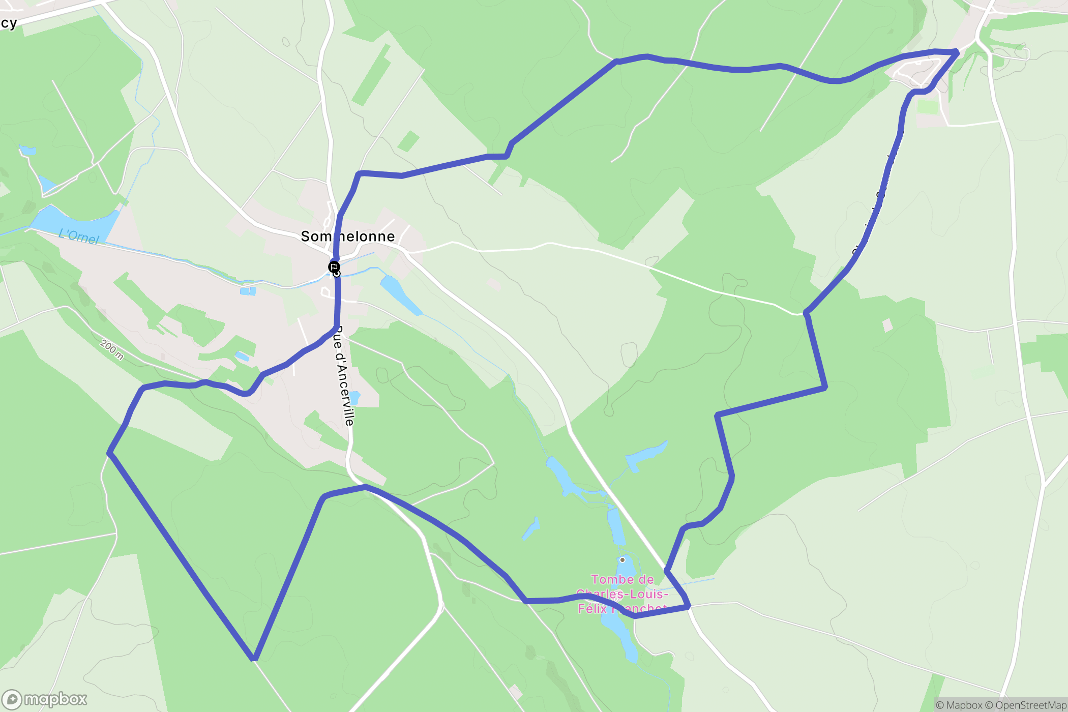 Sommelonne : carte du parcours de randonnée - France