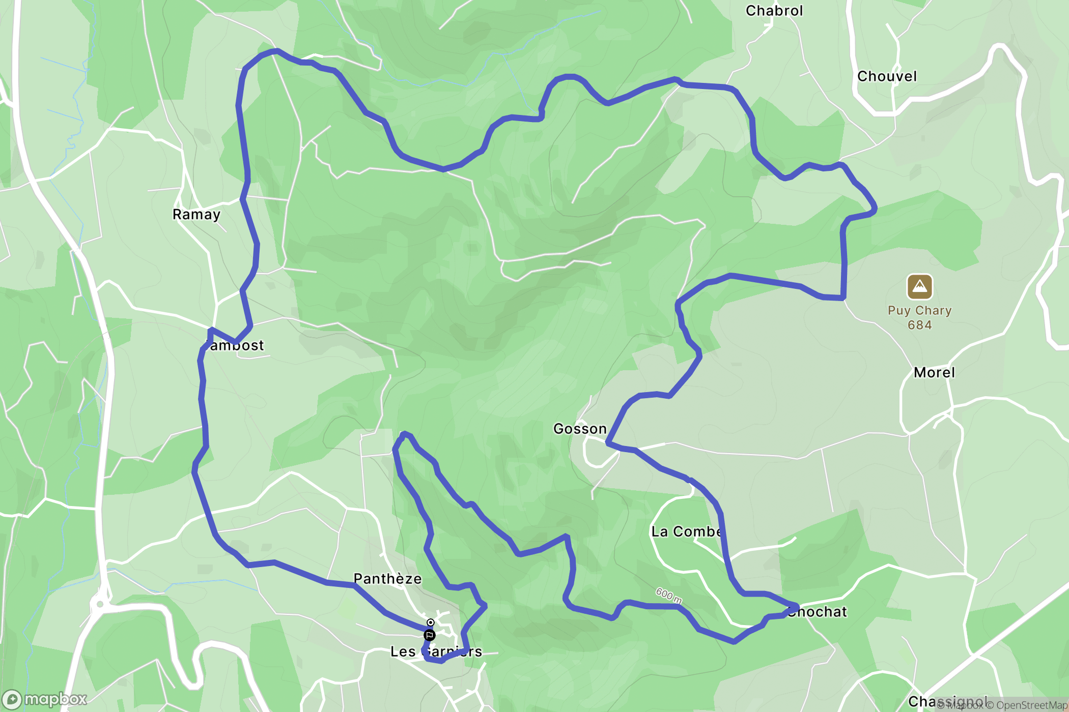 Thiers : carte du parcours de randonnée - France