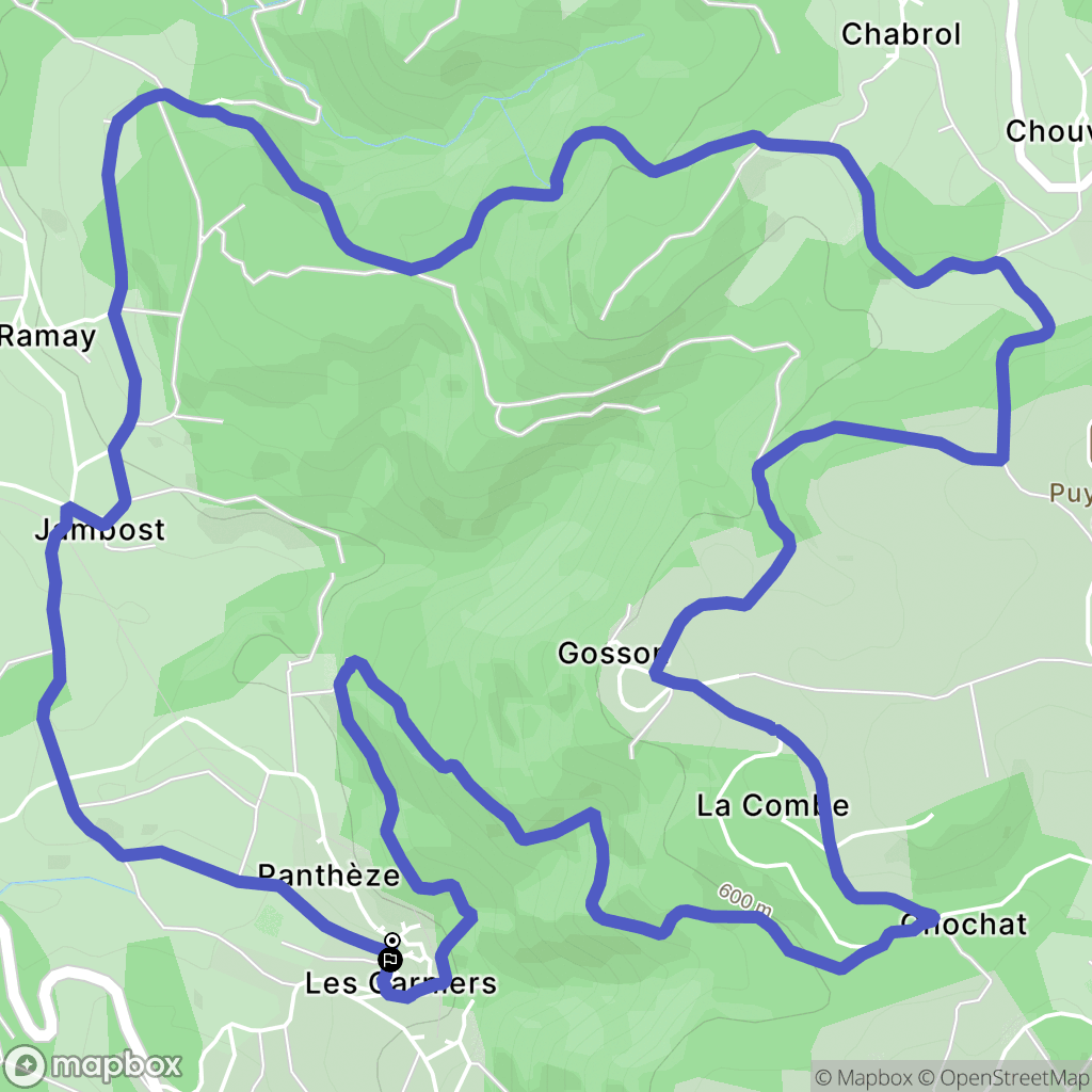 Thiers : carte du parcours de randonnée - France