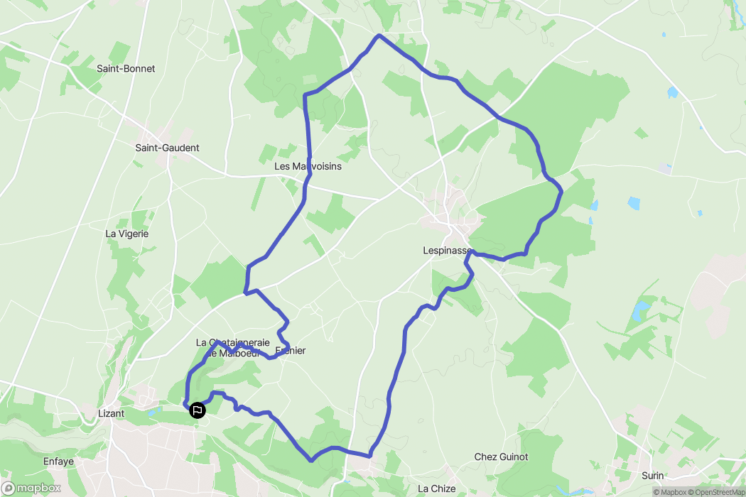 Lizant : carte du parcours de randonnée - France