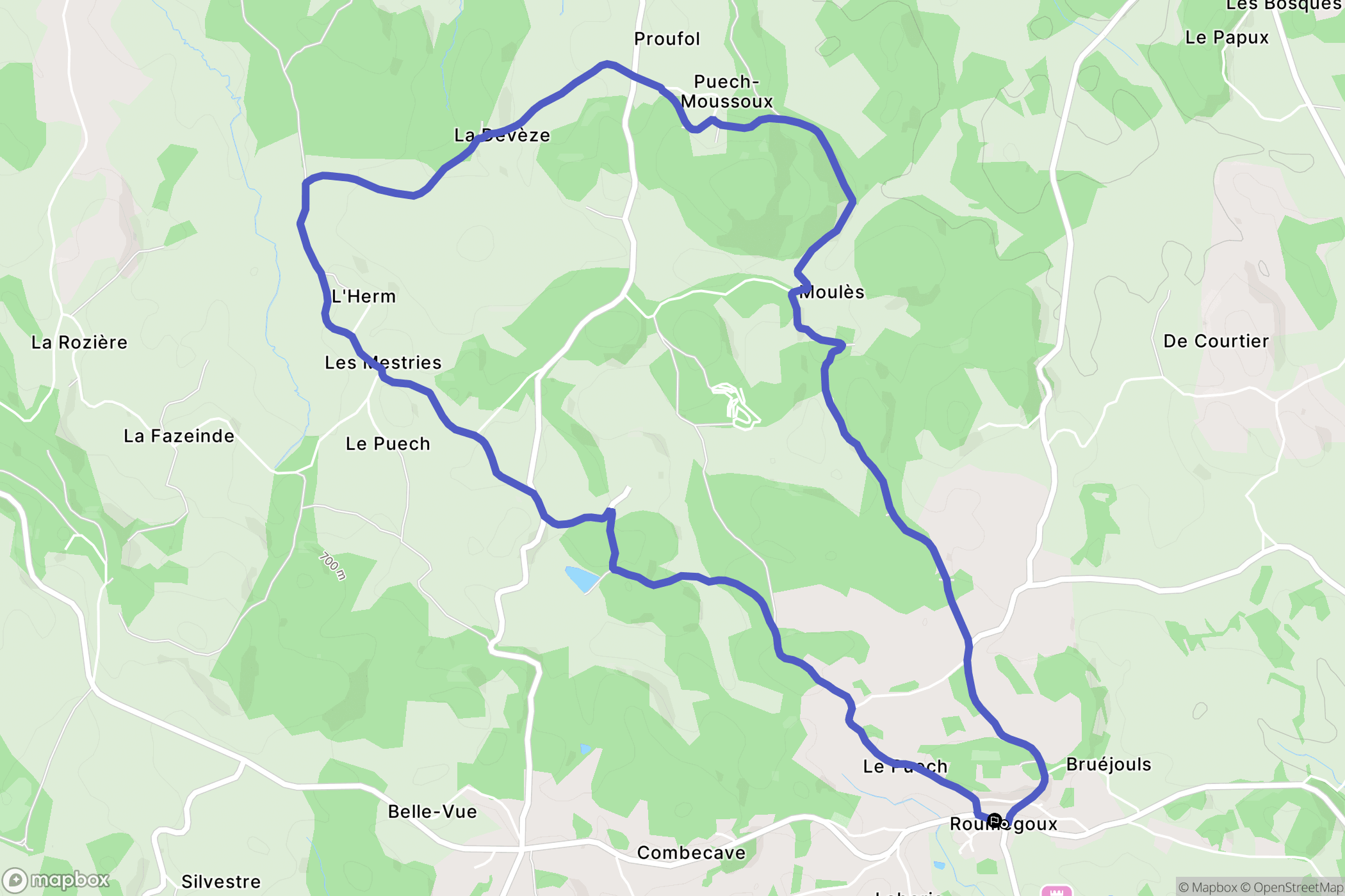 Roumégoux : carte du parcours de randonnée - France