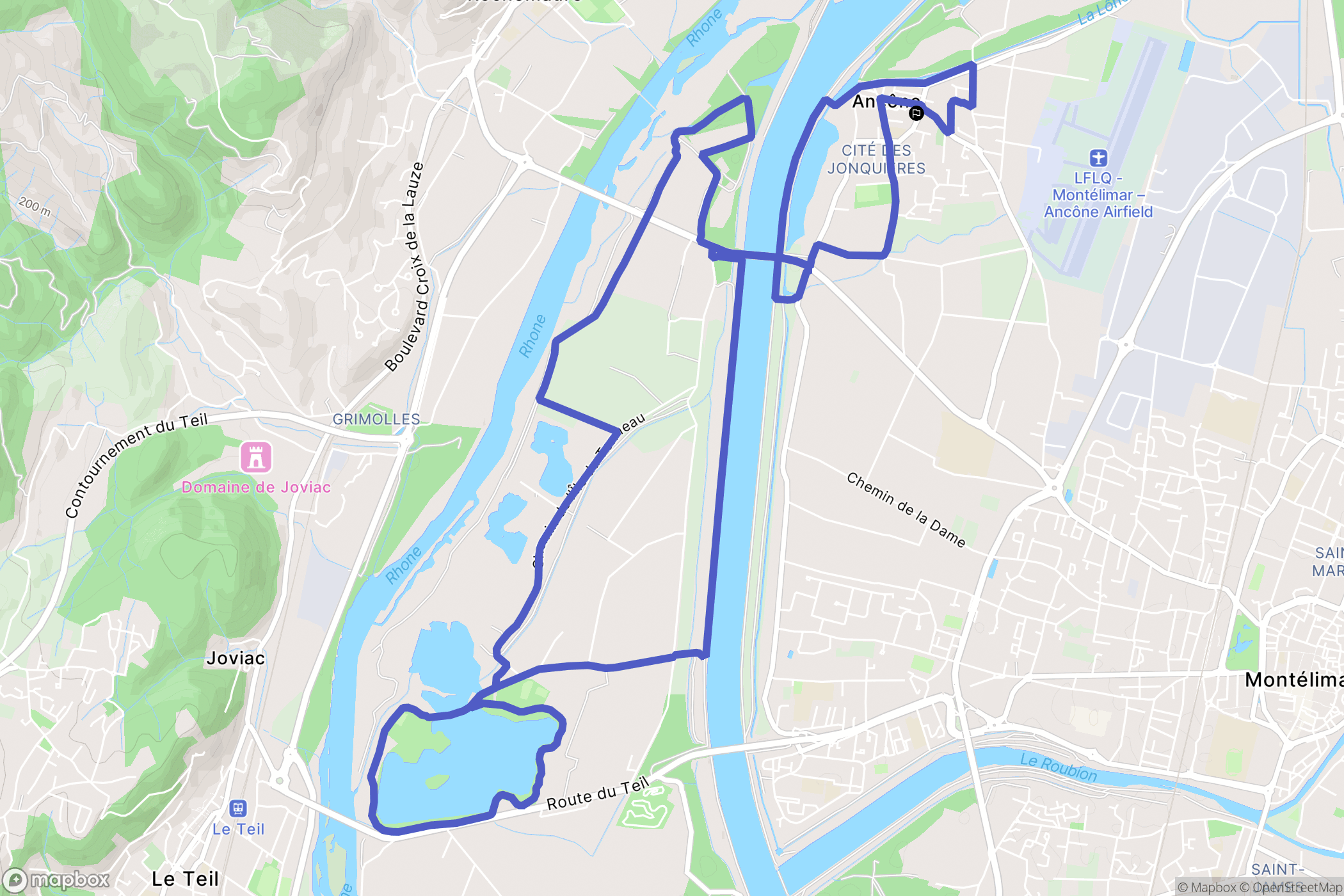 Ancône : carte du parcours de randonnée - France
