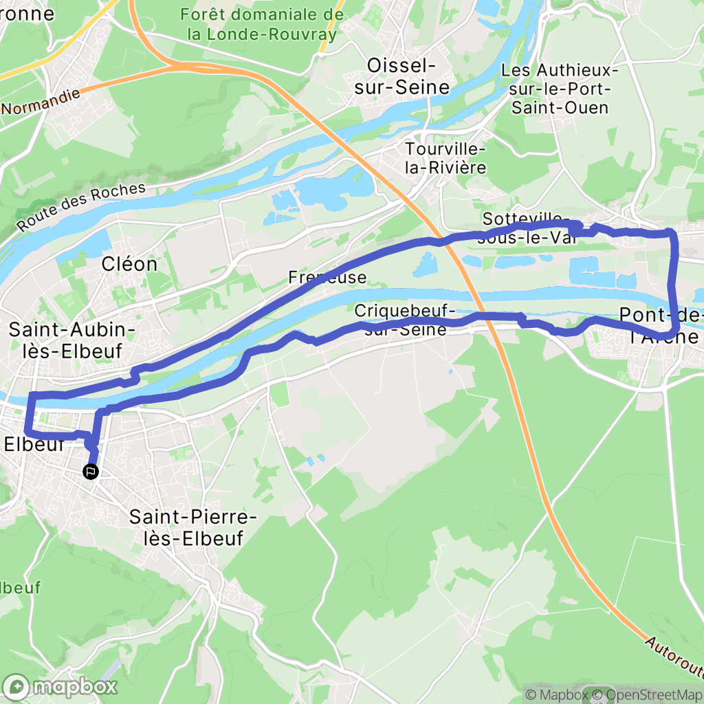 Caudebec-lès-Elbeuf : carte du parcours de randonnée - France