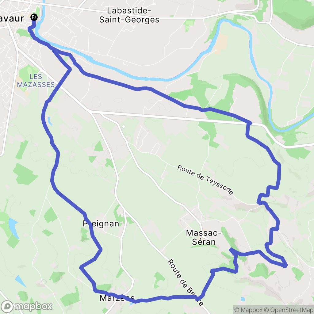 Lavaur : carte du parcours de randonnée - France