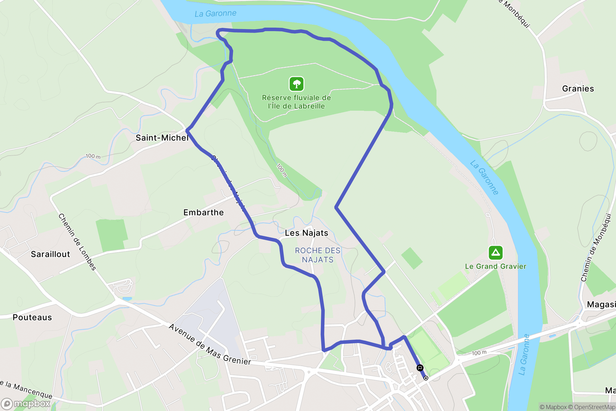 Verdun-sur-Garonne : carte du parcours de randonnée - France