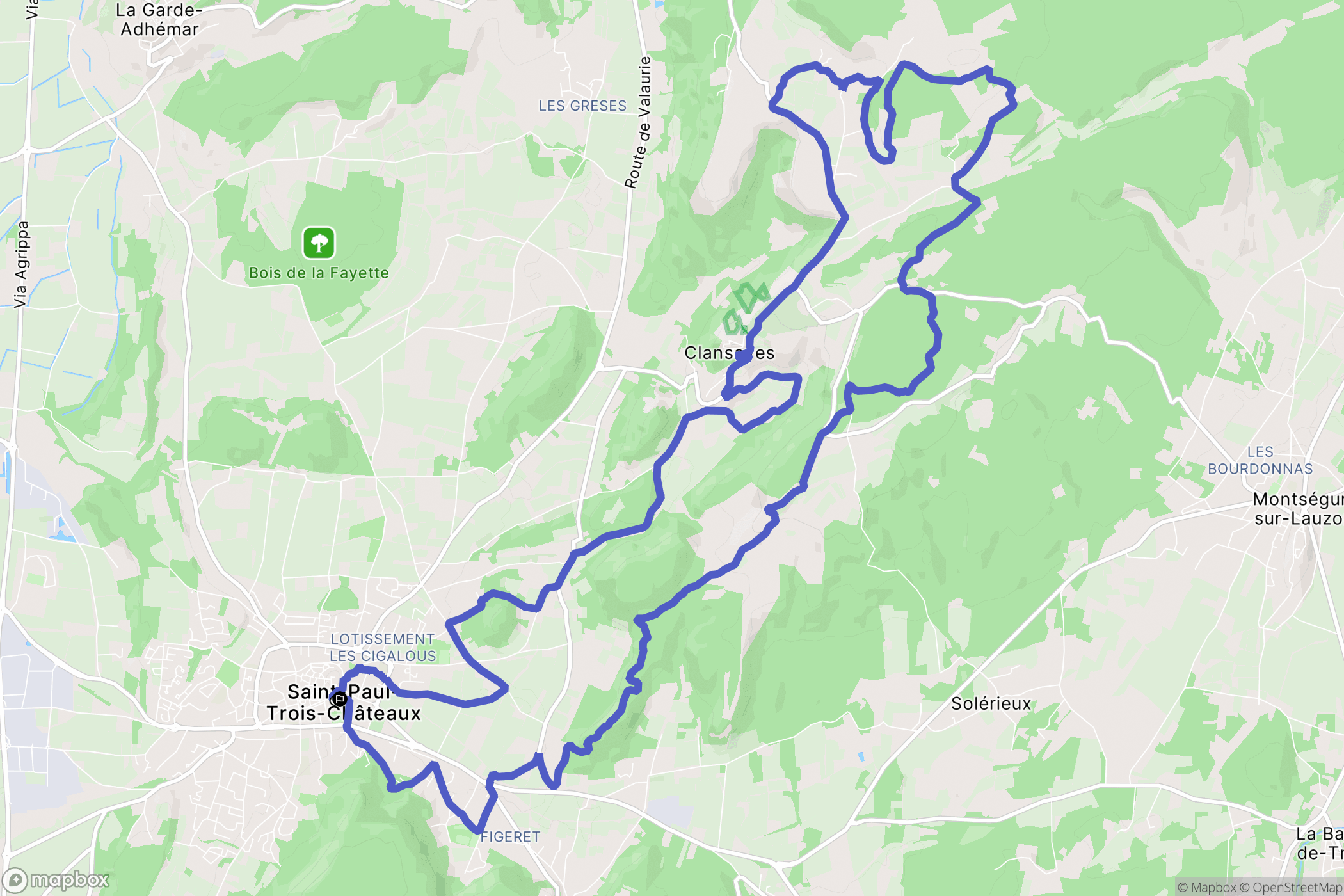 Saint-Paul-Trois-Châteaux : carte du parcours de randonnée - France
