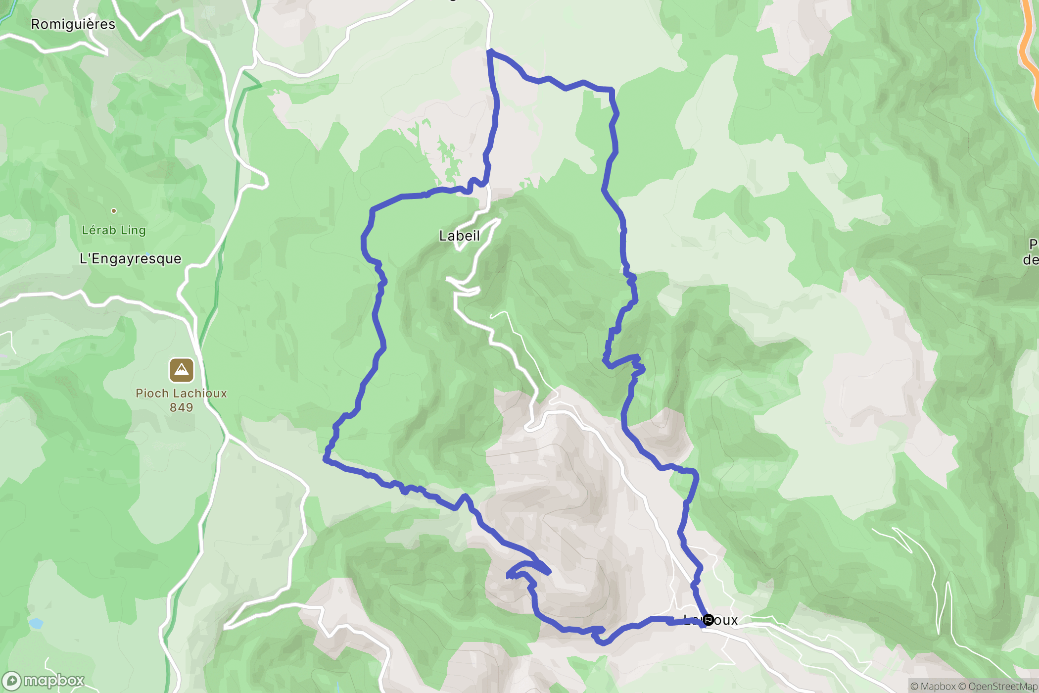 Lauroux : carte du parcours de randonnée - France