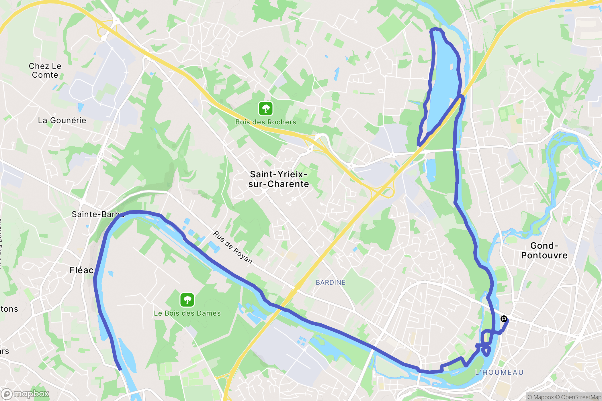 Angoulême : carte du parcours de randonnée - France