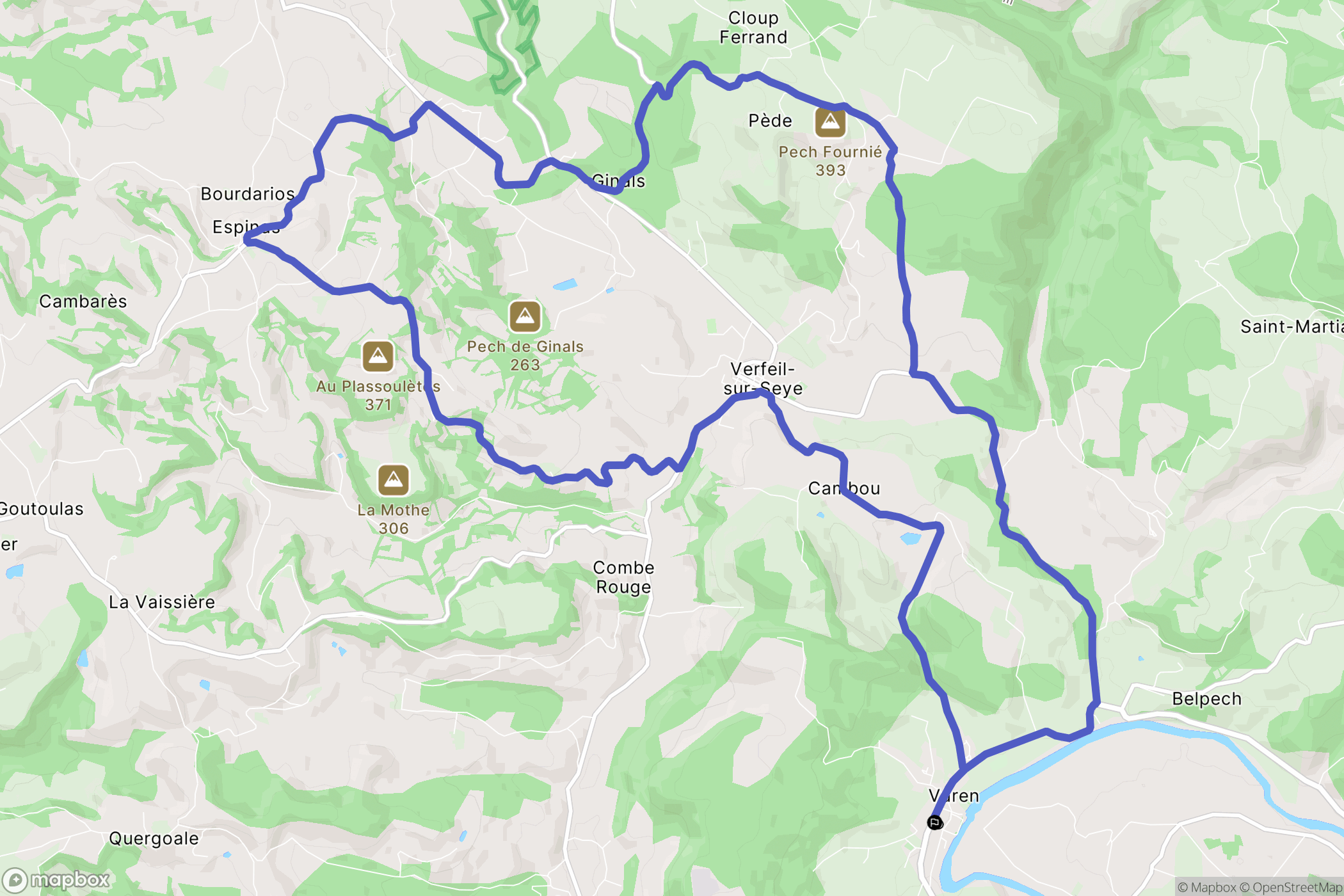 Varen : carte du parcours de randonnée - France