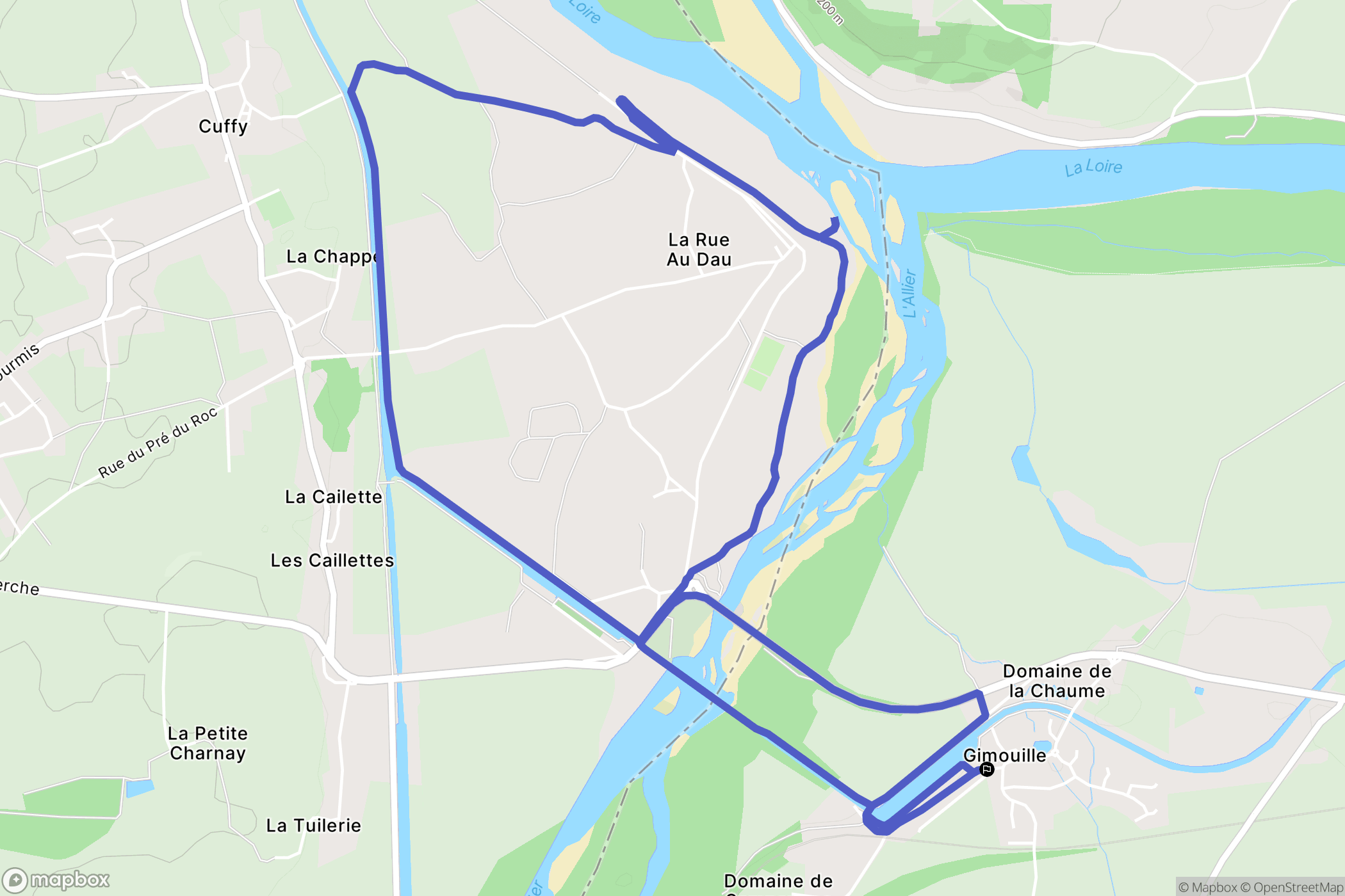 Gimouille : carte du parcours de randonnée - France