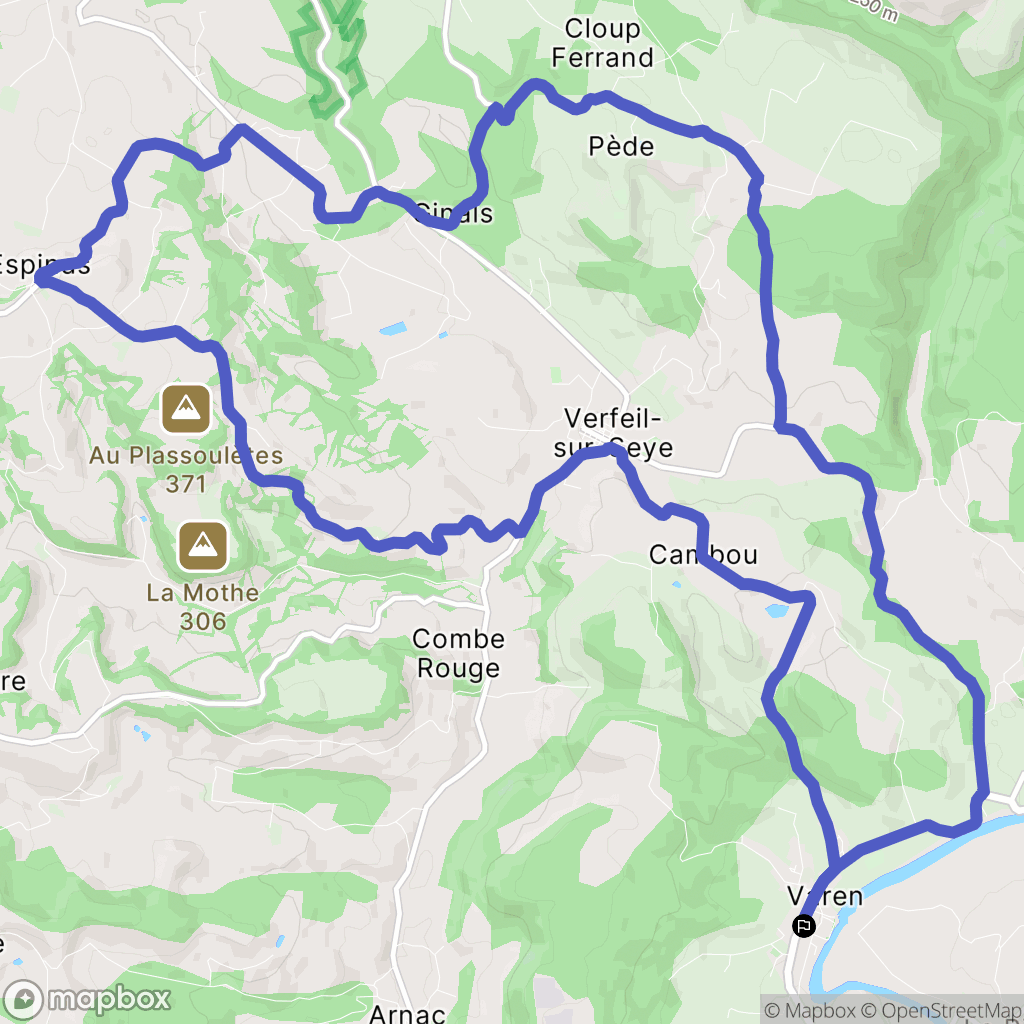 Varen : carte du parcours de randonnée - France