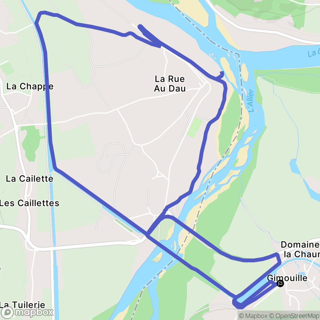 Gimouille : carte du parcours de randonnée - France
