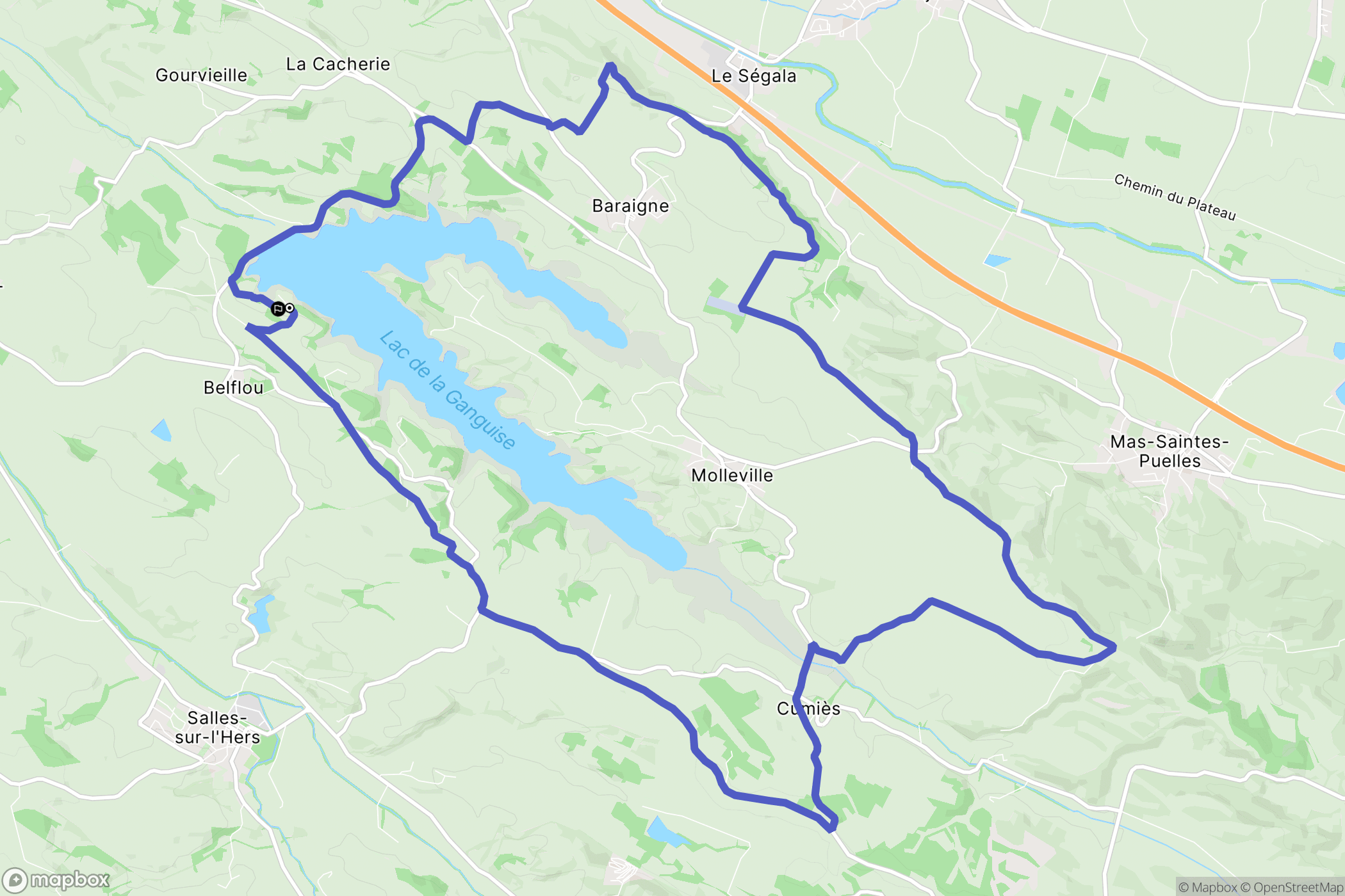 Belflou : carte du parcours de randonnée - France