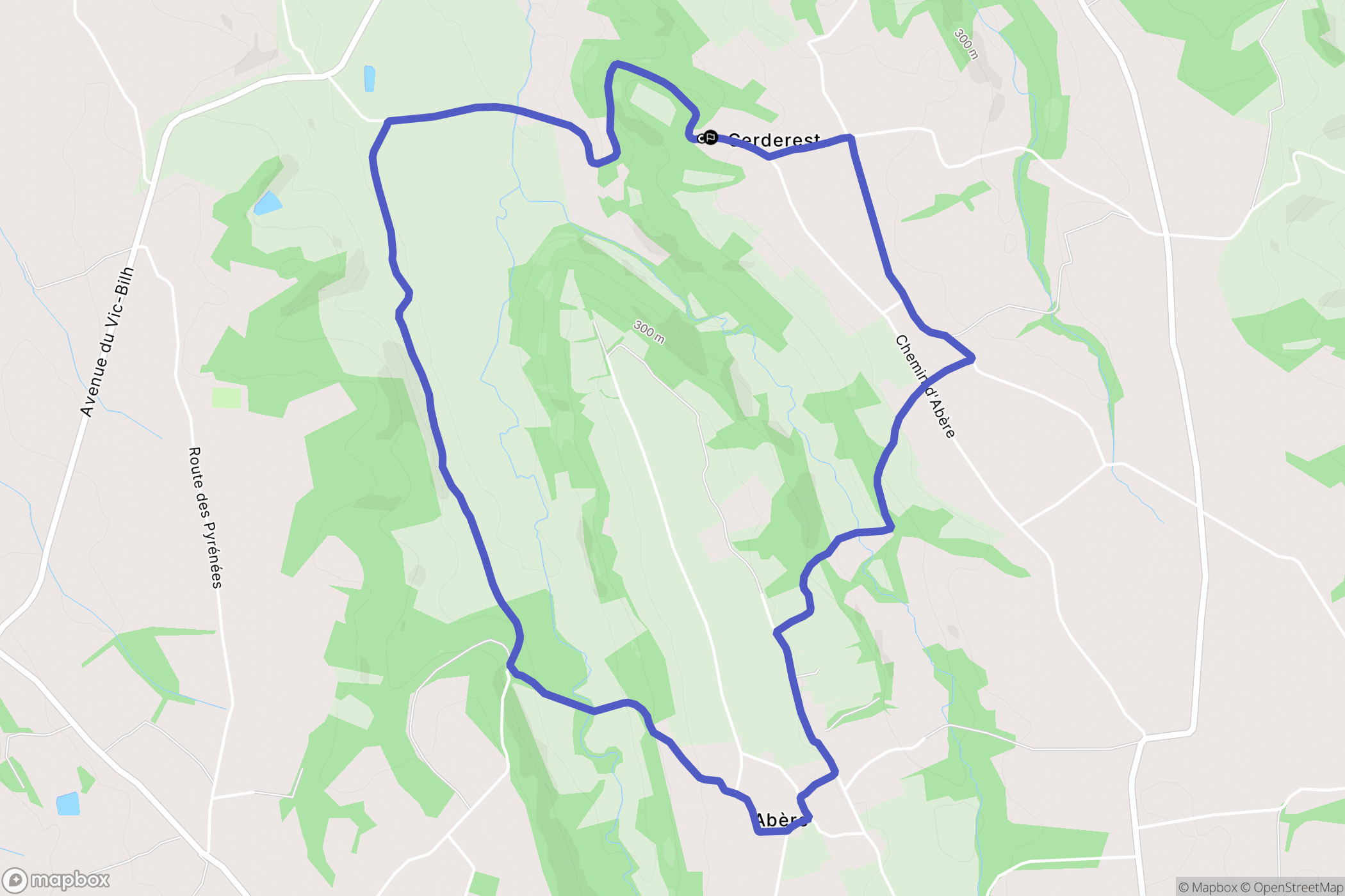 Gerderest : carte du parcours de randonnée - France