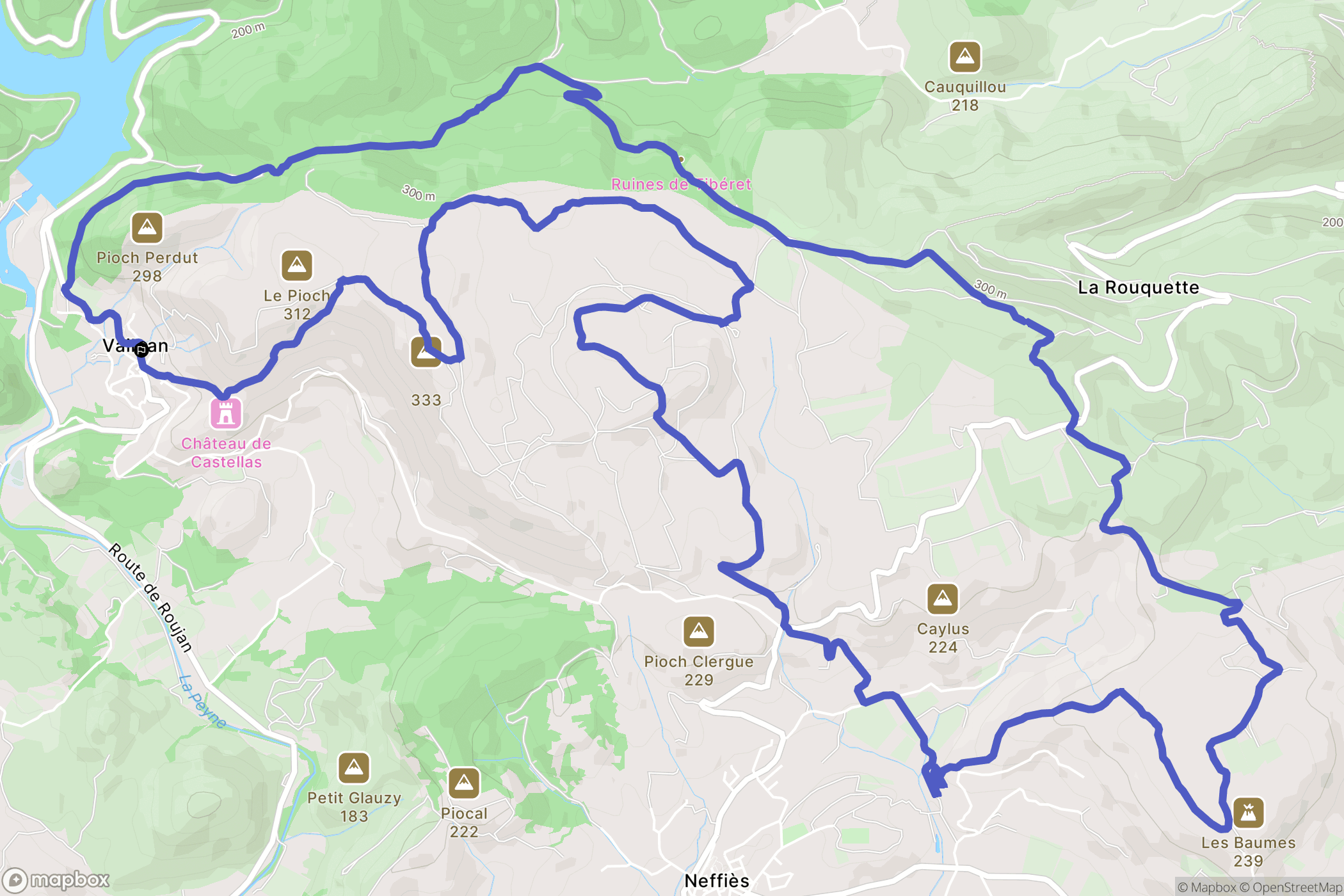 Vailhan : carte du parcours de randonnée - France