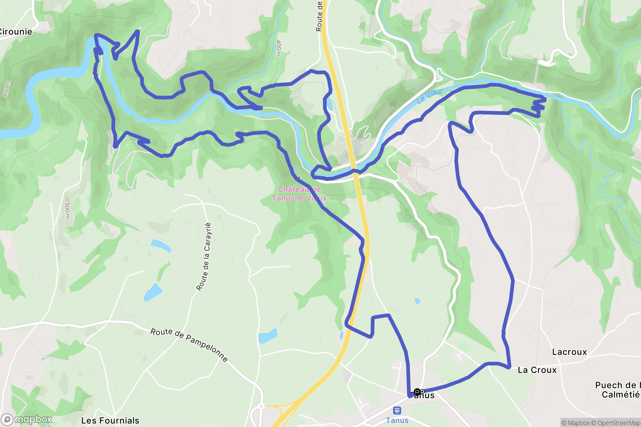 Tanus : carte du parcours de randonnée - France