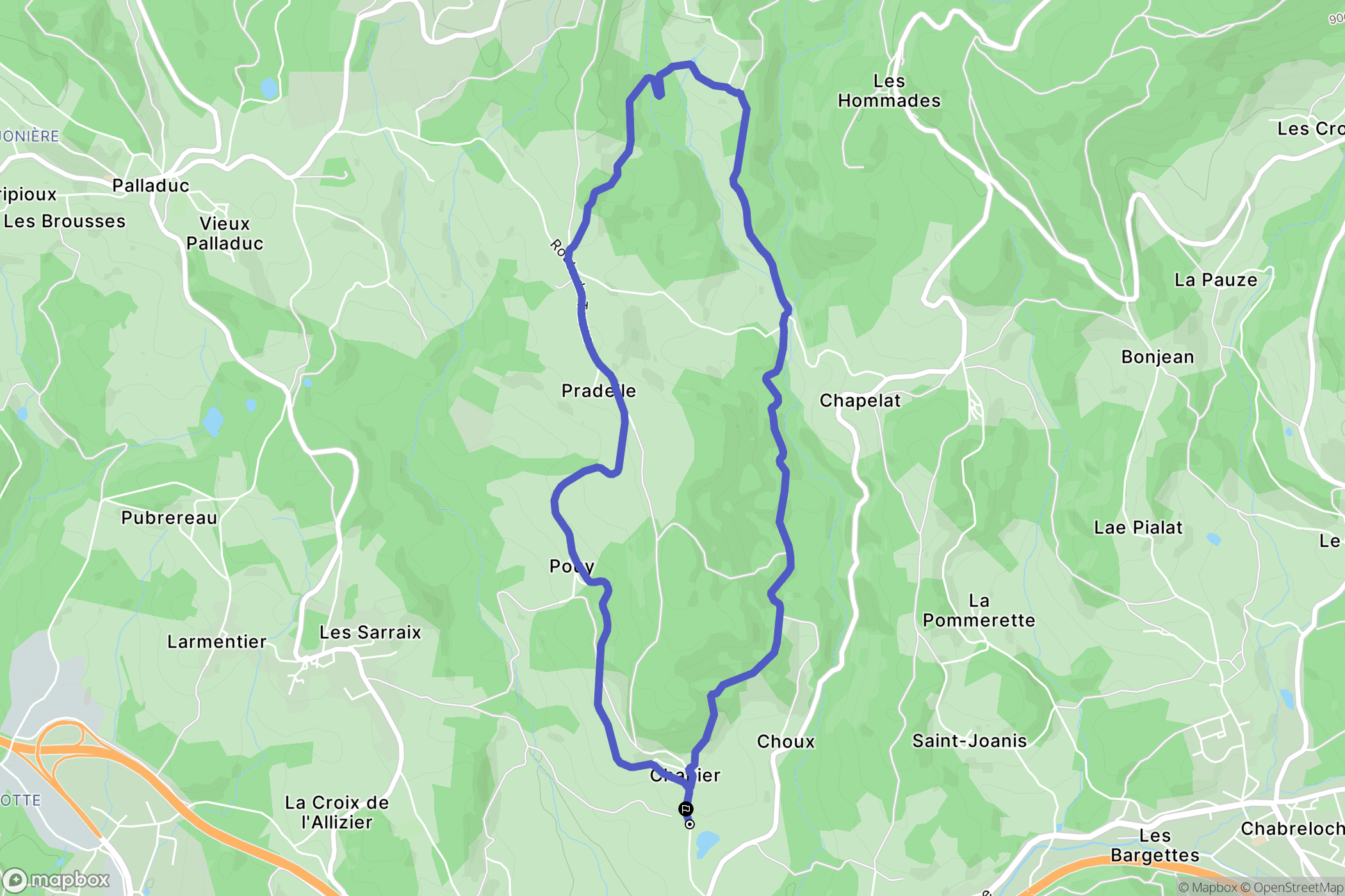 Celles-sur-Durolle : carte du parcours de randonnée - France