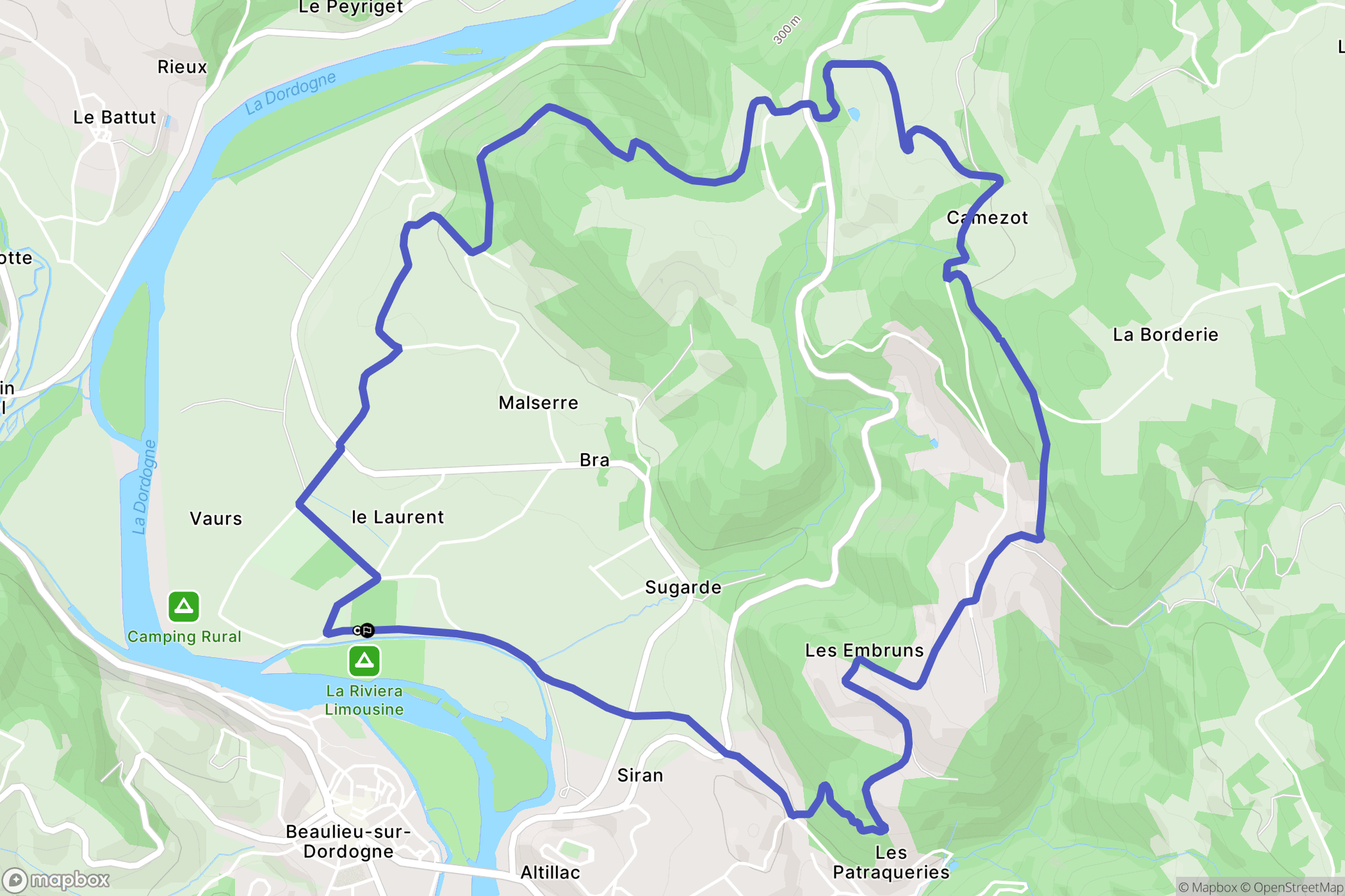 Altillac : carte du parcours de randonnée - France