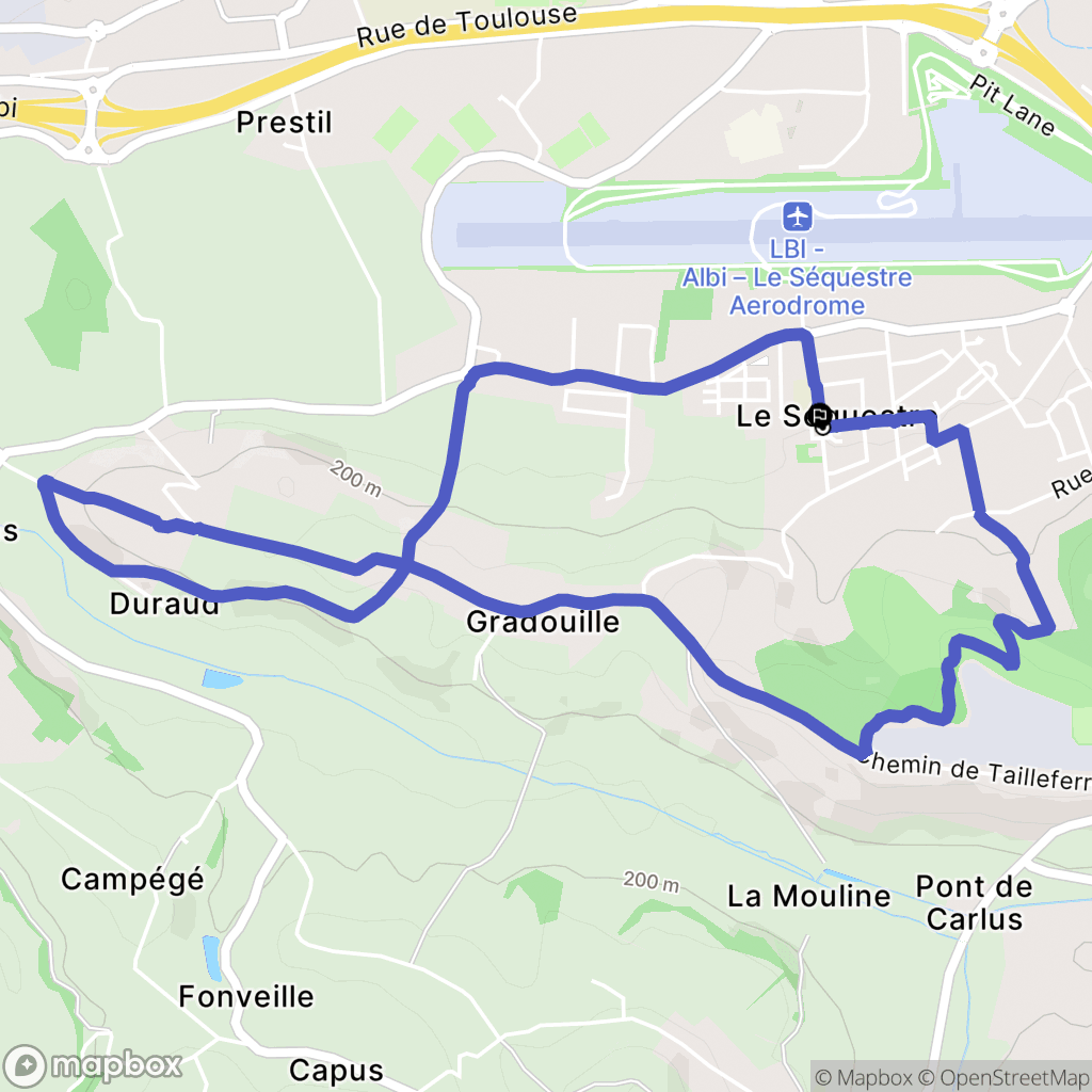 Le Sequestre : carte du parcours de randonnée - France