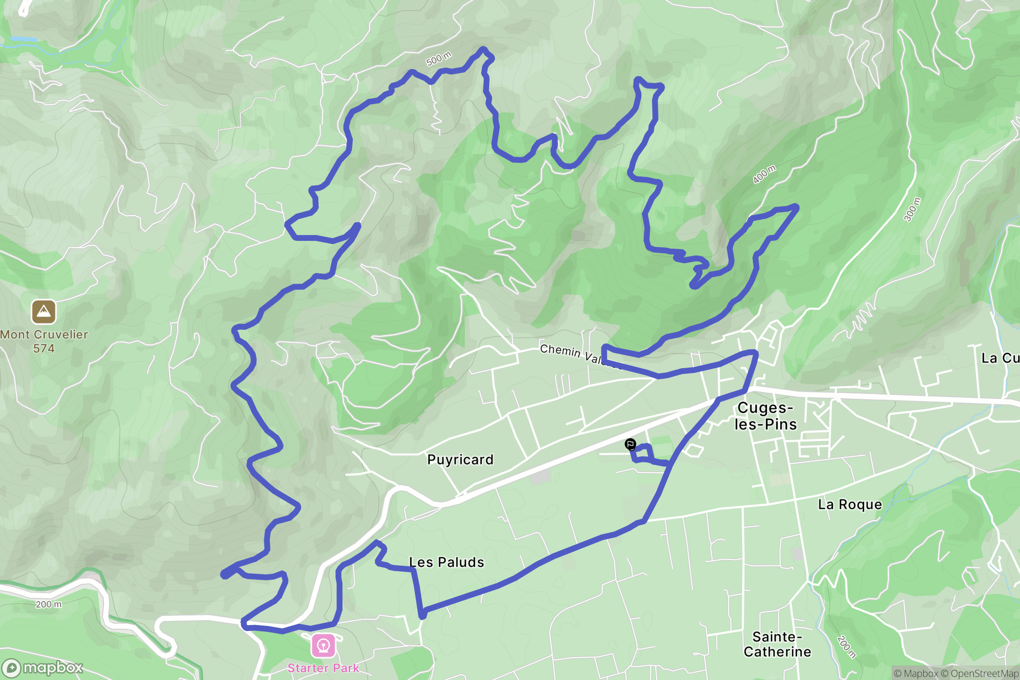 Cuges-les-Pins : carte du parcours de randonnée - France