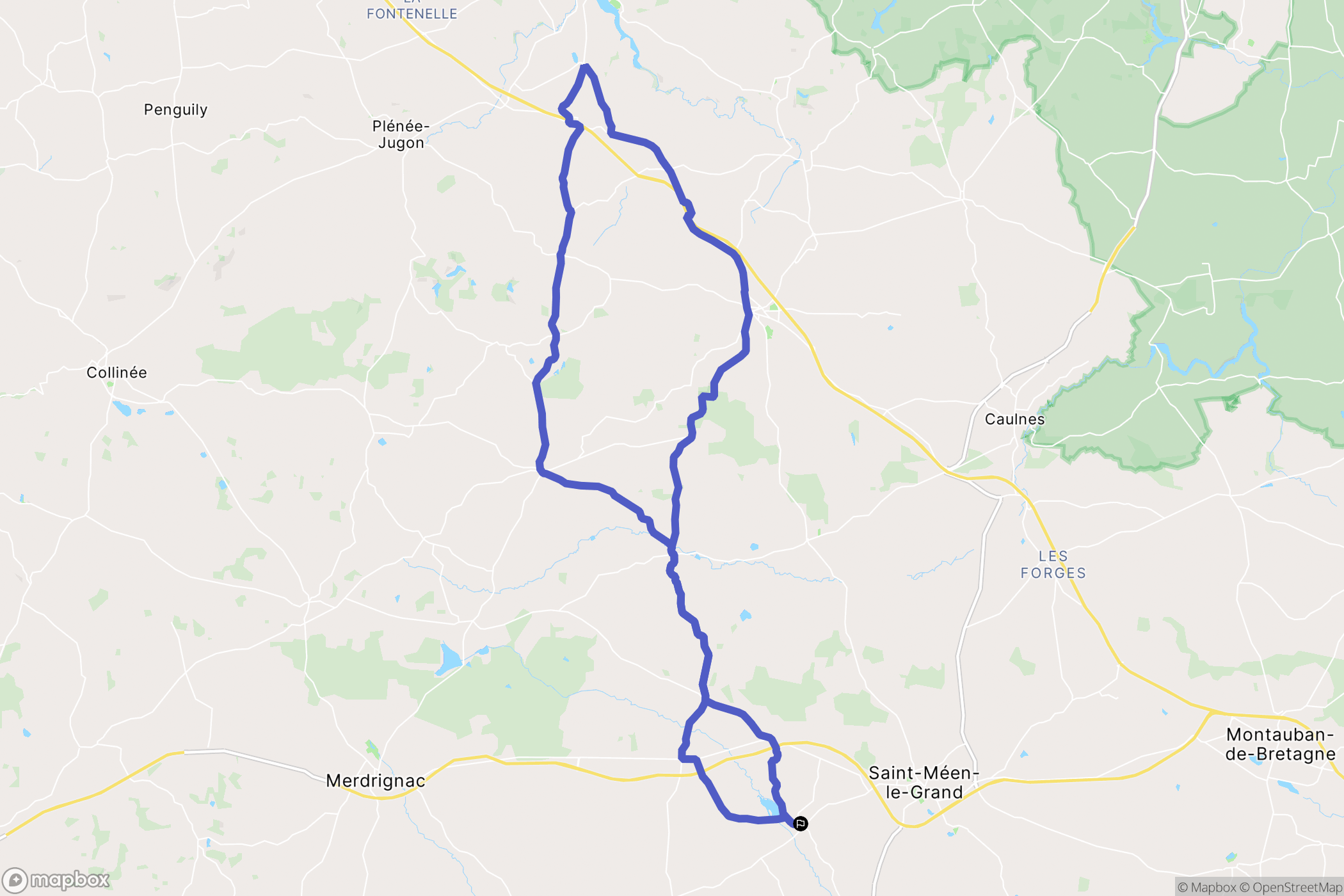 Loscouët-sur-Meu : carte du parcours de randonnée - France