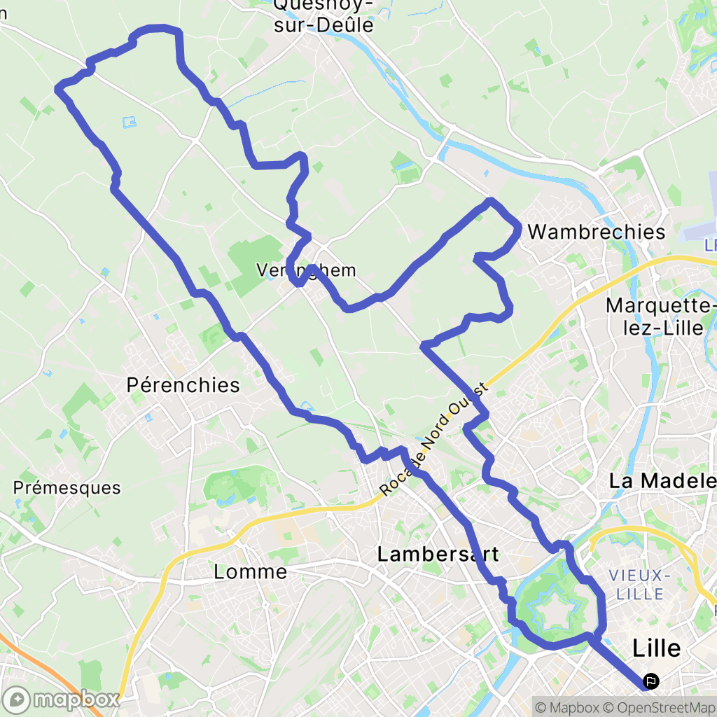 Lille : carte du parcours de randonnée - France