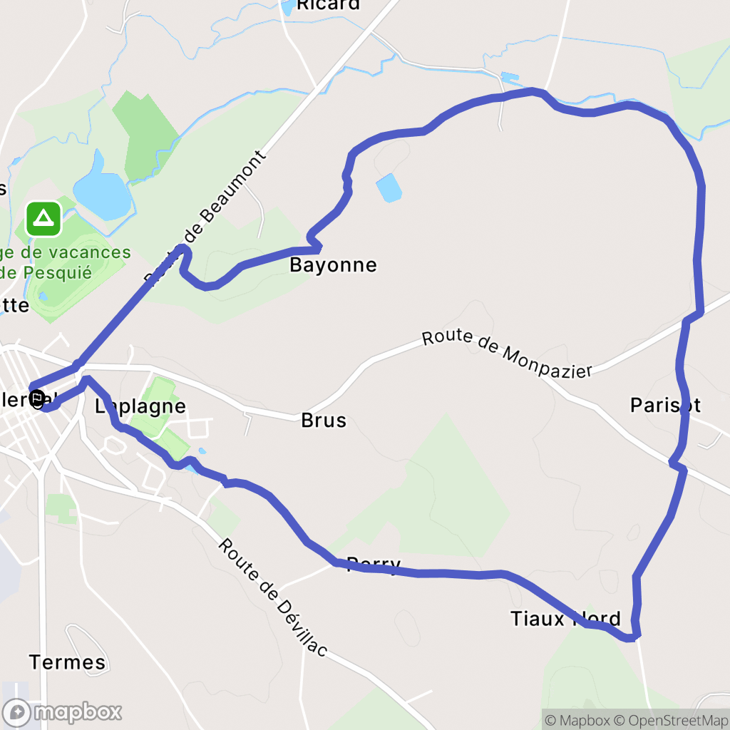 Villeréal : carte du parcours de randonnée - France