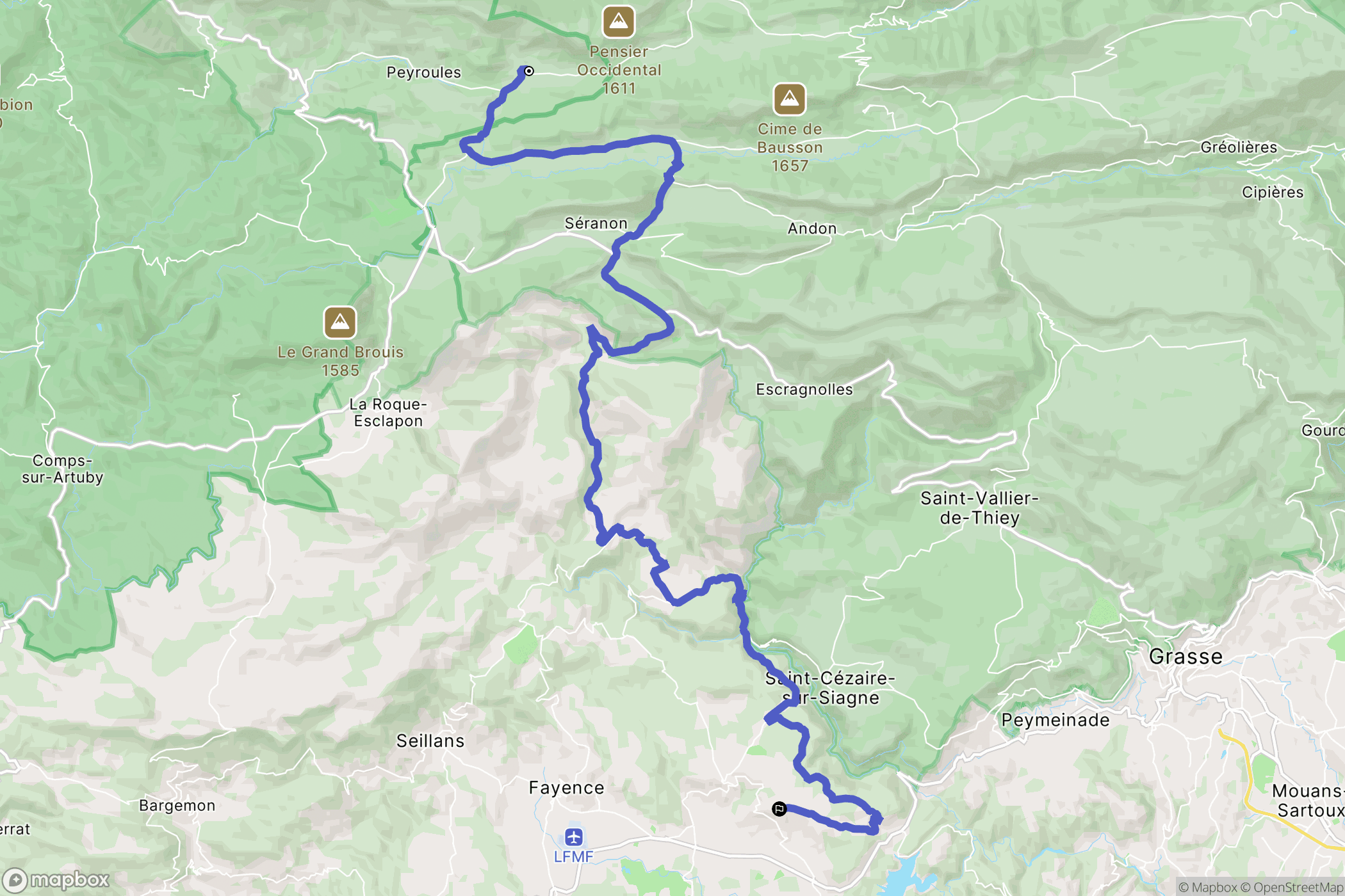 Peyroules : carte du parcours de randonnée - France