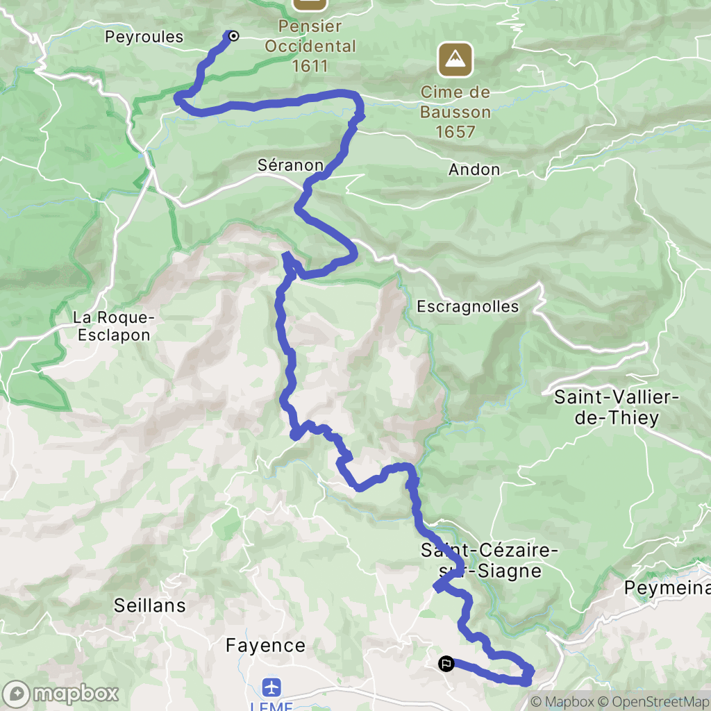 Peyroules : carte du parcours de randonnée - France