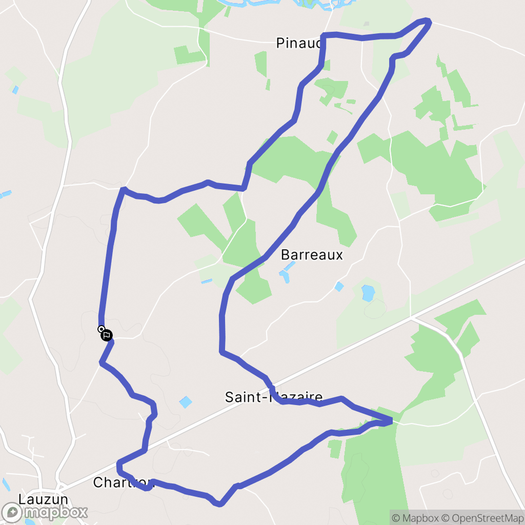 Lauzun : carte du parcours de randonnée - France