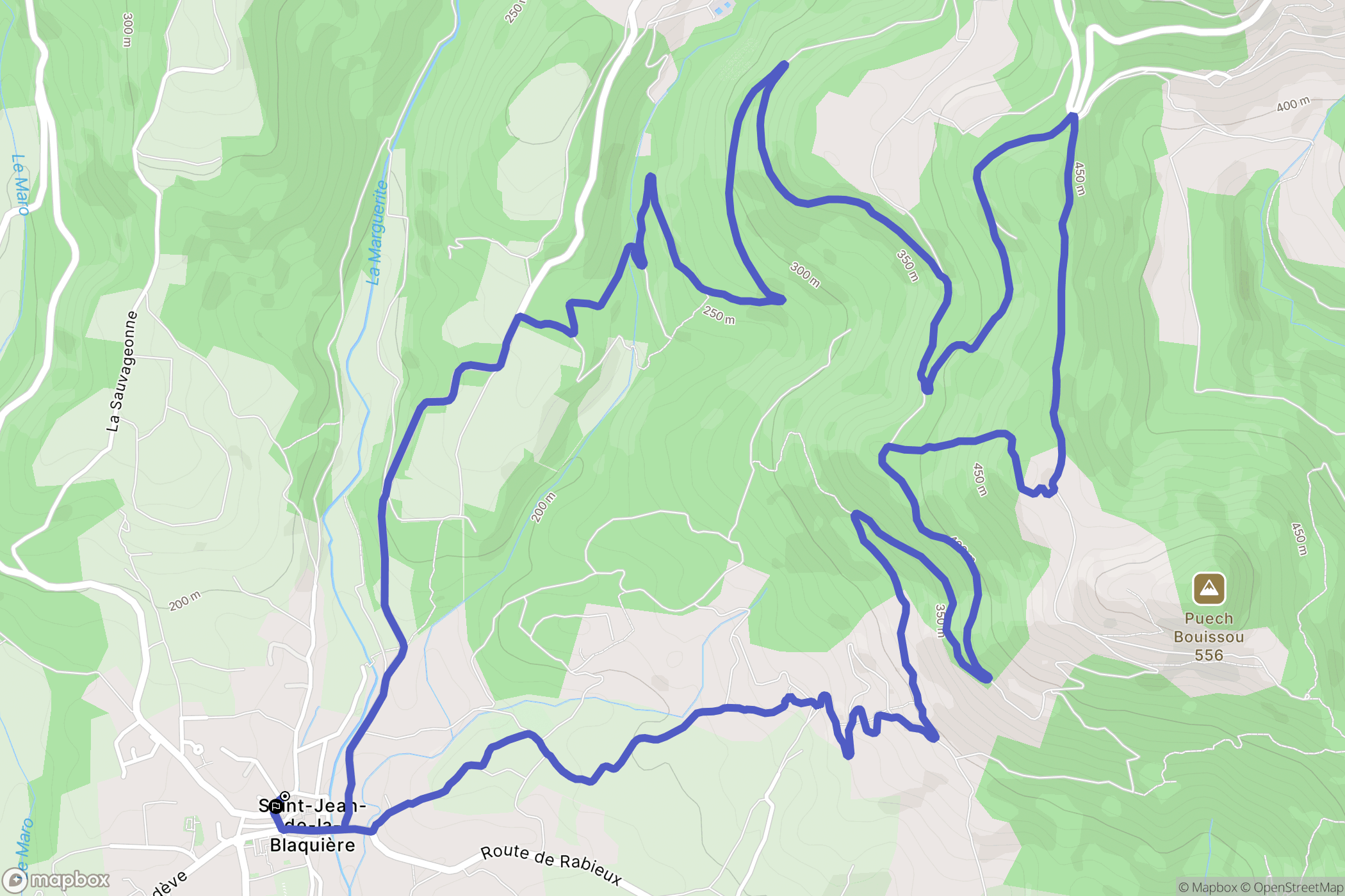 Saint-Jean-de-la-Blaquière : carte du parcours de randonnée - France