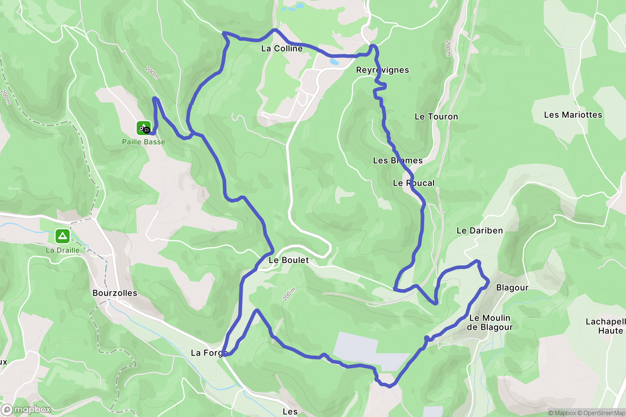 Souillac : carte du parcours de randonnée - France