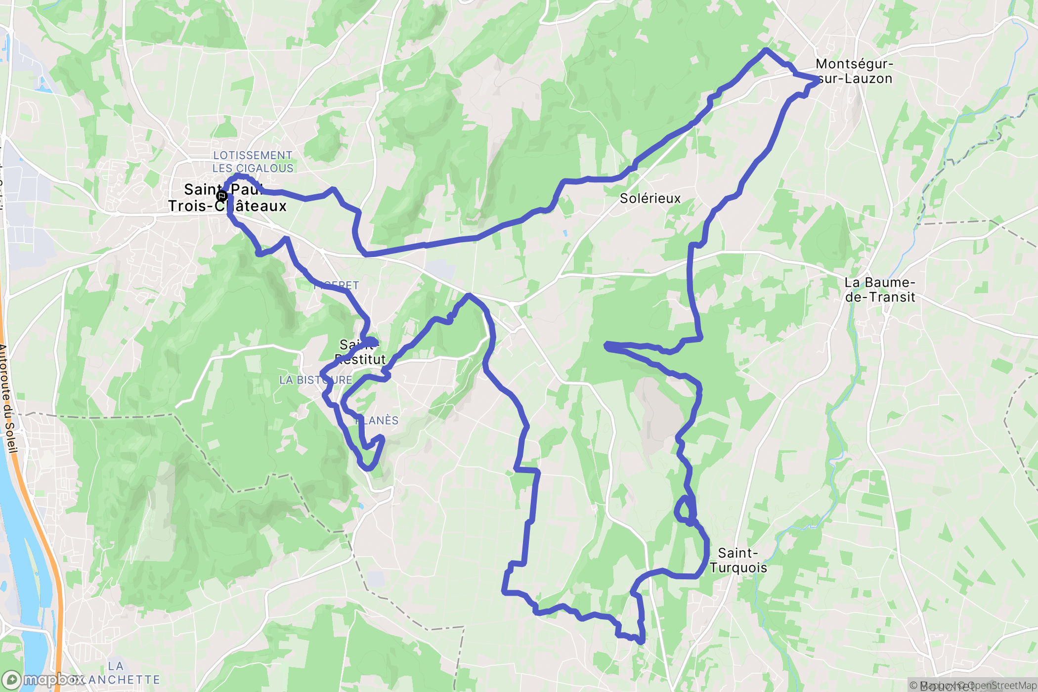 Saint-Paul-Trois-Châteaux : carte du parcours de randonnée - France