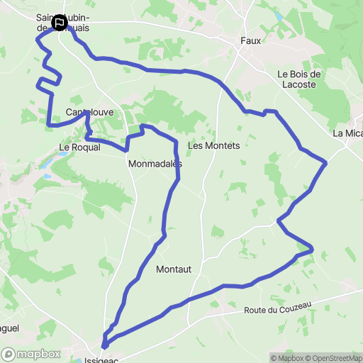 Saint-Aubin-de-Lanquais : carte du parcours de randonnée - France