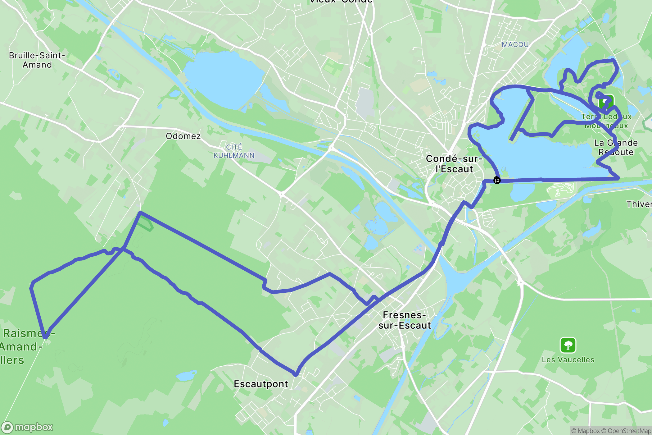 Condé-sur-l'Escaut : carte du parcours de randonnée - France